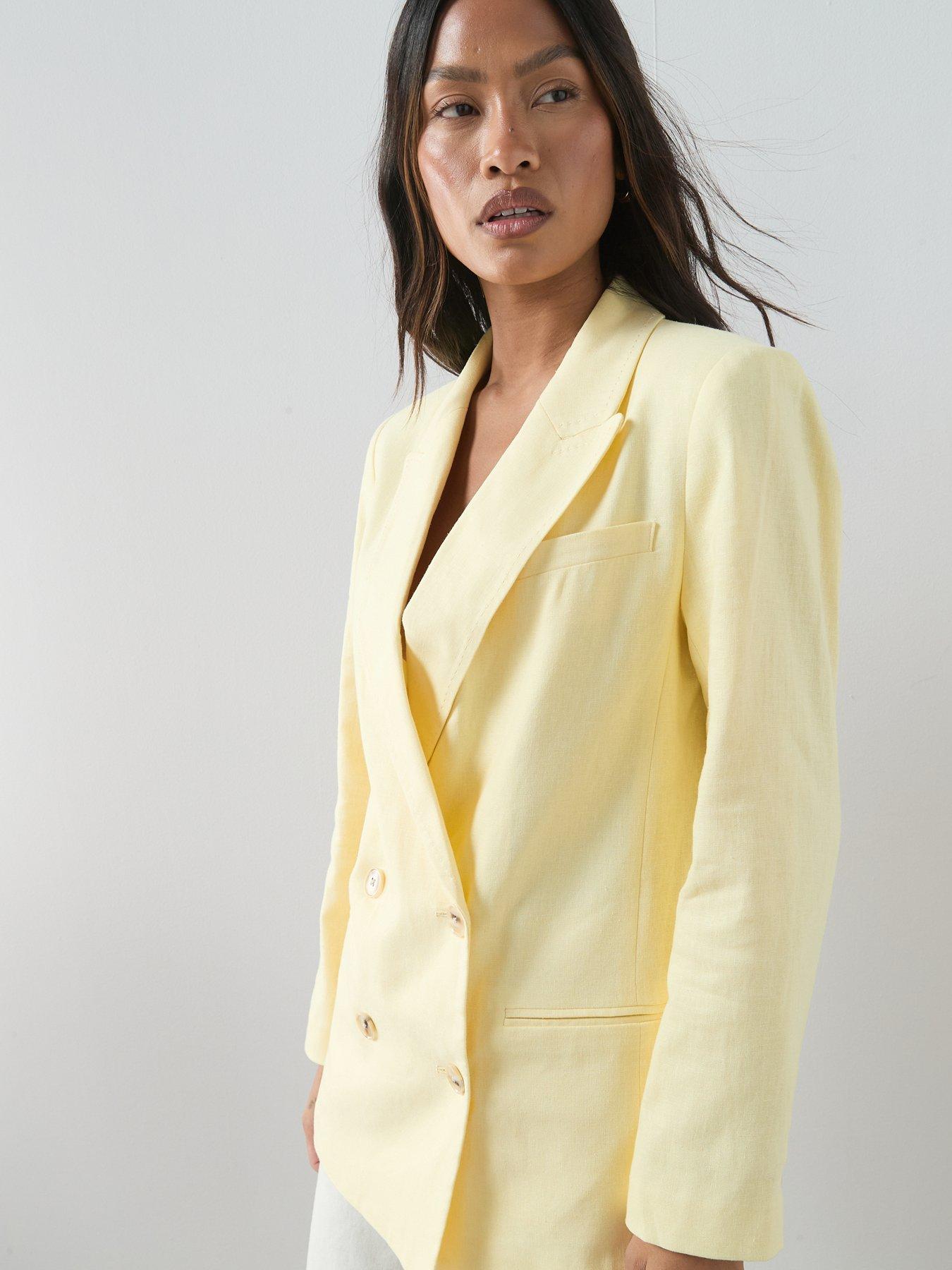 Image 5 of 6 of The Very Collection Double Breasted Linen Blazer - Lemon