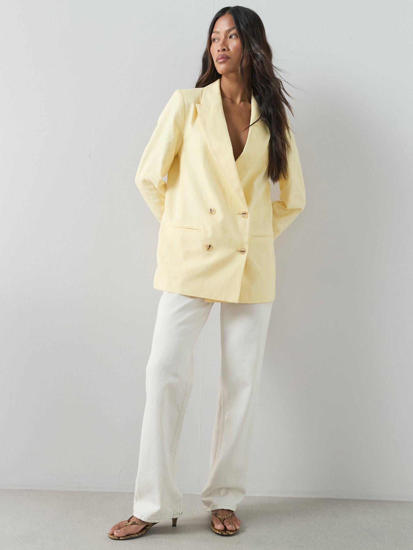 Image 6 of 6 of The Very Collection Double Breasted Linen Blazer - Lemon