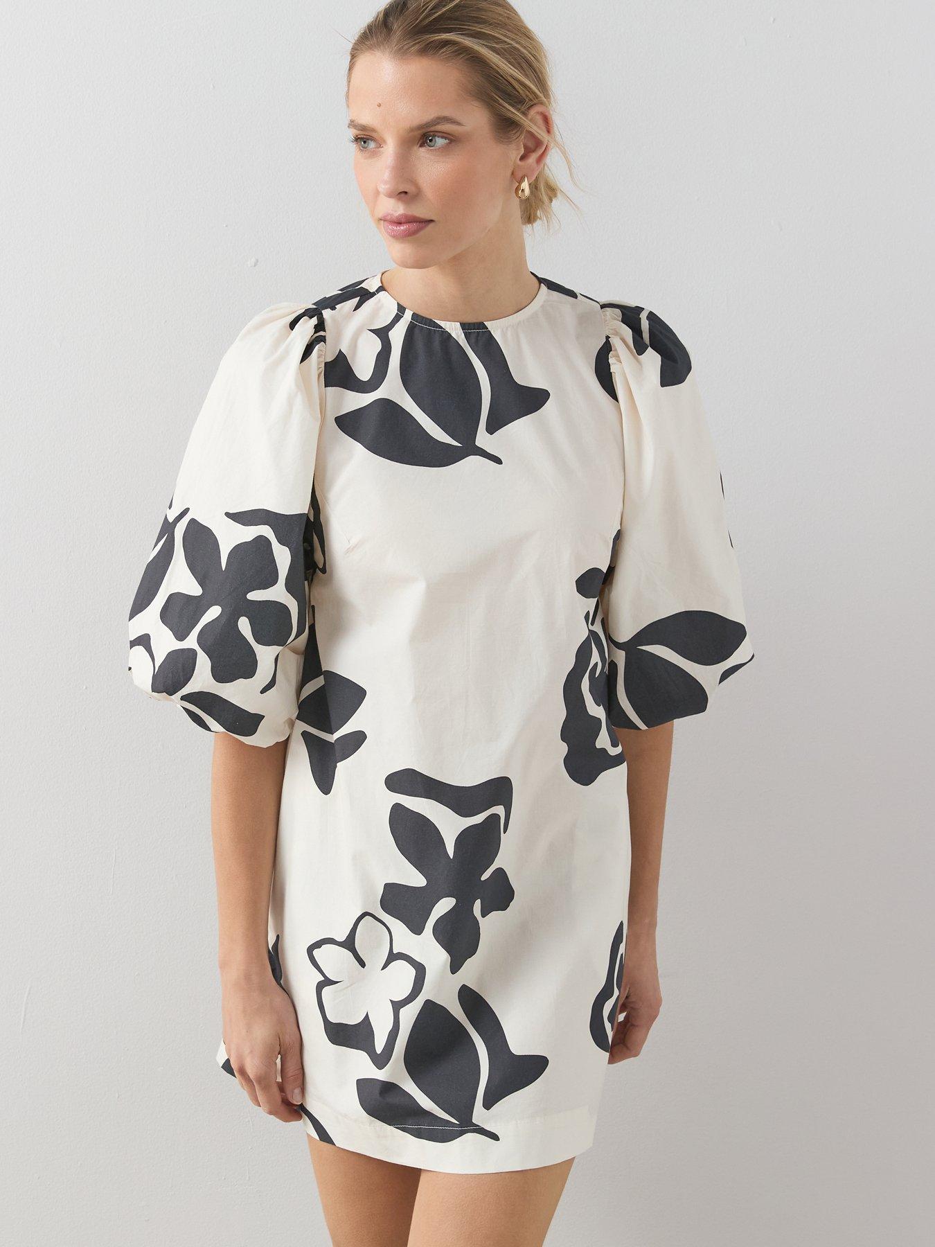 Image 4 of 6 of The Very Collection Puff Sleeve Printed Mini Dress -&nbsp;
