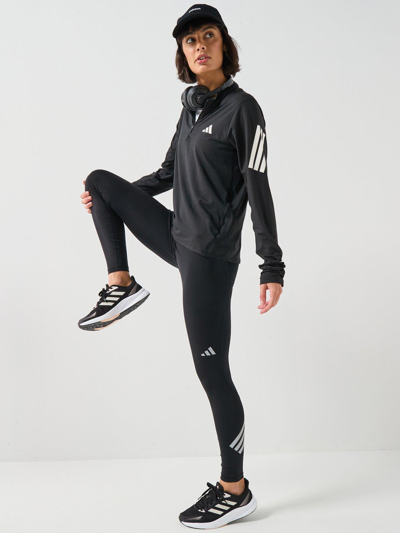 Image 3 of 6 of adidas Womens Running Adi365 Iconic Stripes Zip Top - Black