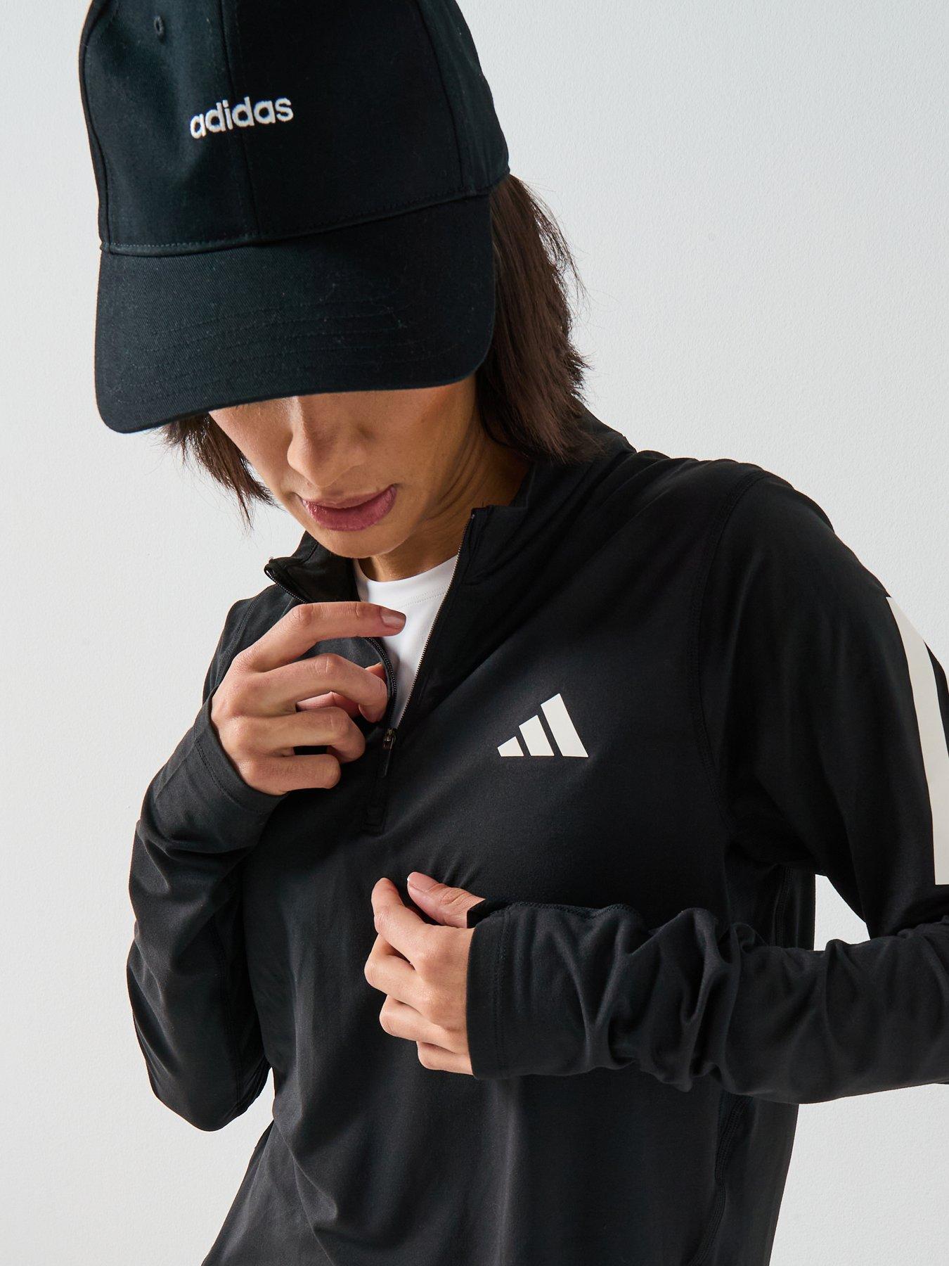 Image 4 of 6 of adidas Womens Running Adi365 Iconic Stripes Zip Top - Black