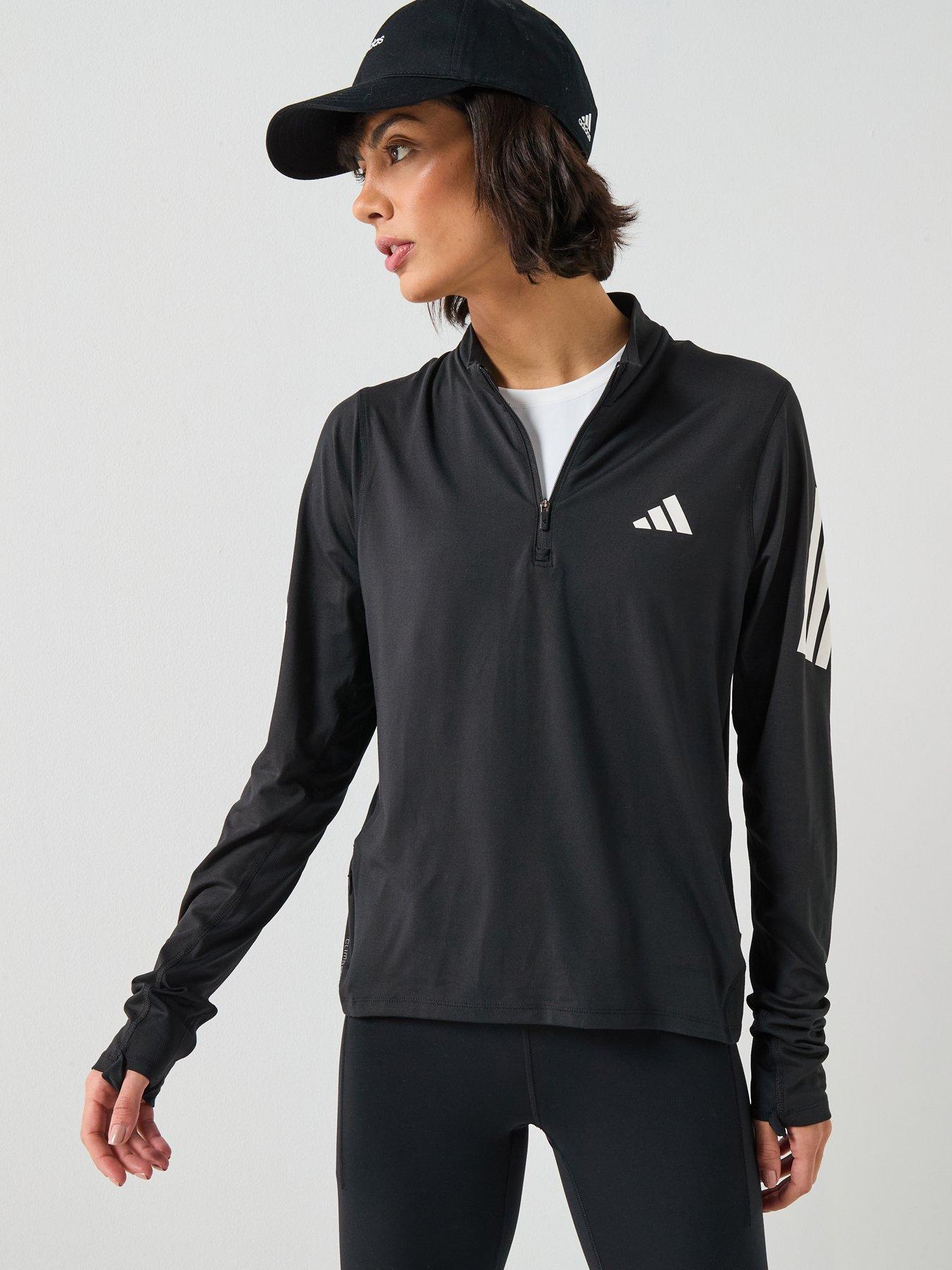 Image 5 of 6 of adidas Womens Running Adi365 Iconic Stripes Zip Top - Black