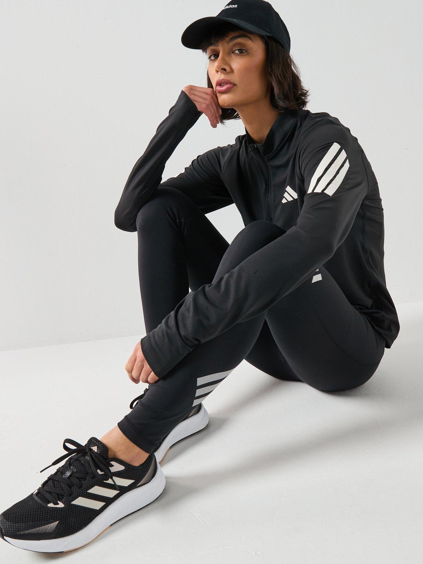 Image 6 of 6 of adidas Womens Running Adi365 Iconic Stripes Zip Top - Black