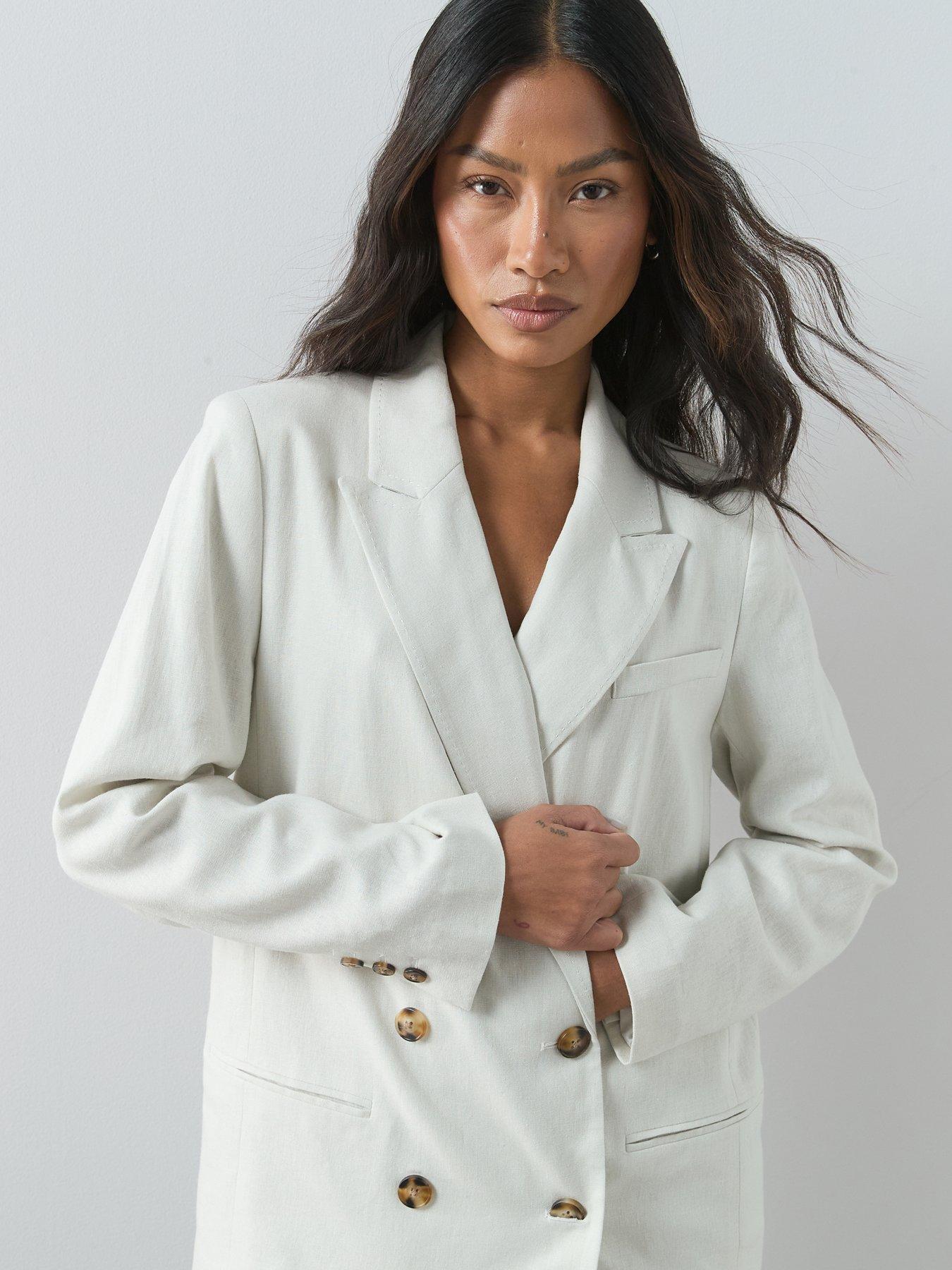 Image 4 of 6 of The Very Collection Double Breasted Linen Blazer - Natural