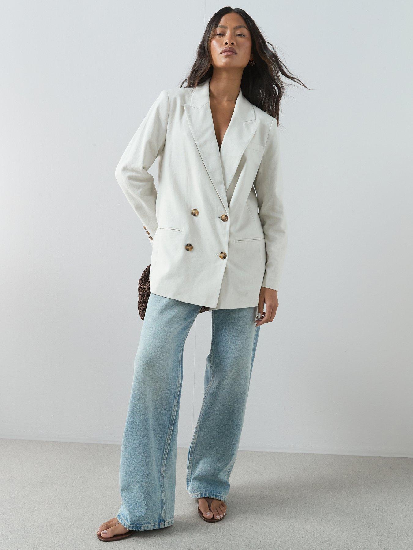 Image 6 of 6 of The Very Collection Double Breasted Linen Blazer - Natural