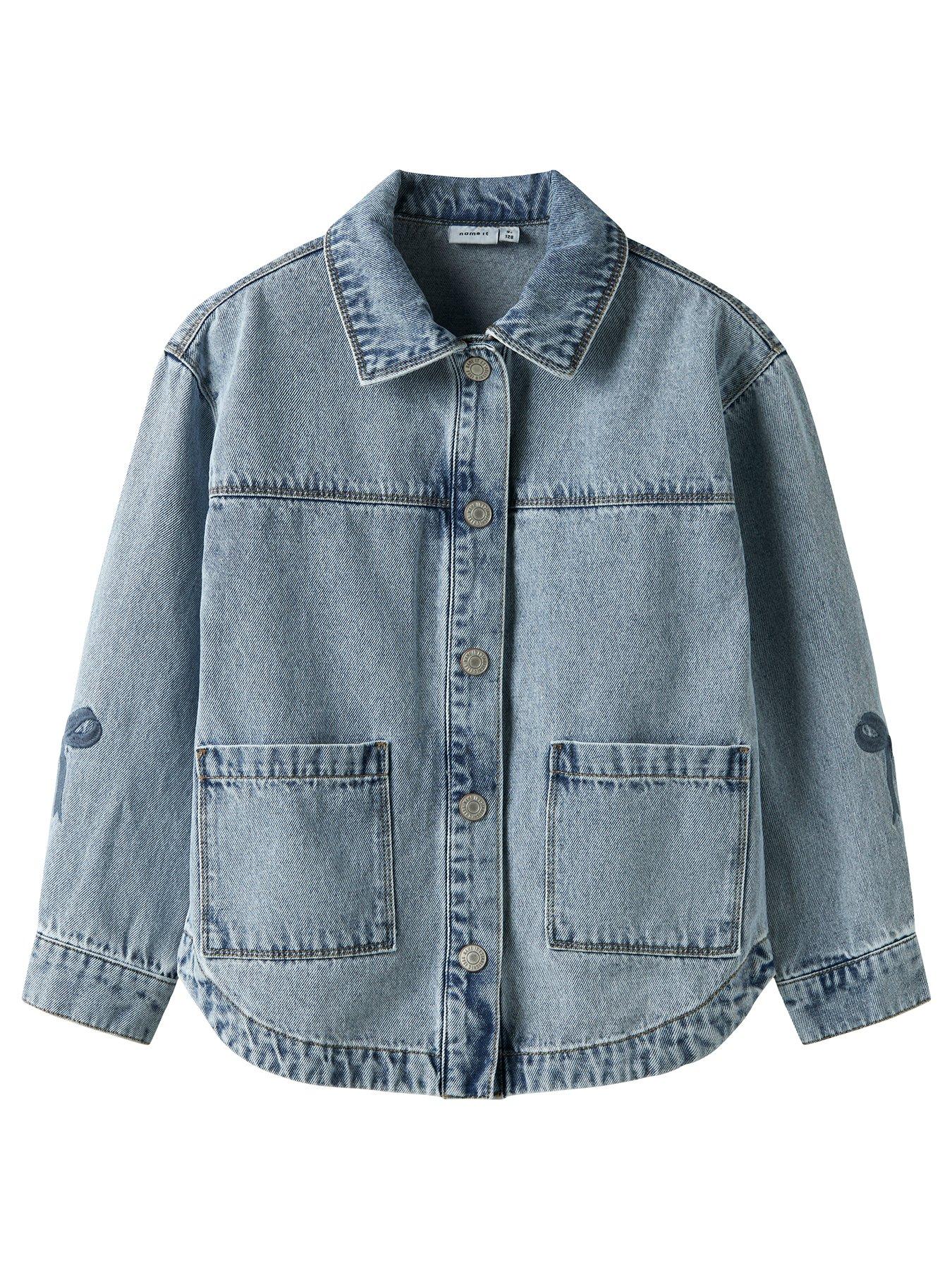 Image 2 of 5 of Name It Girls Bow Embroidered Denim Jacket - Blue