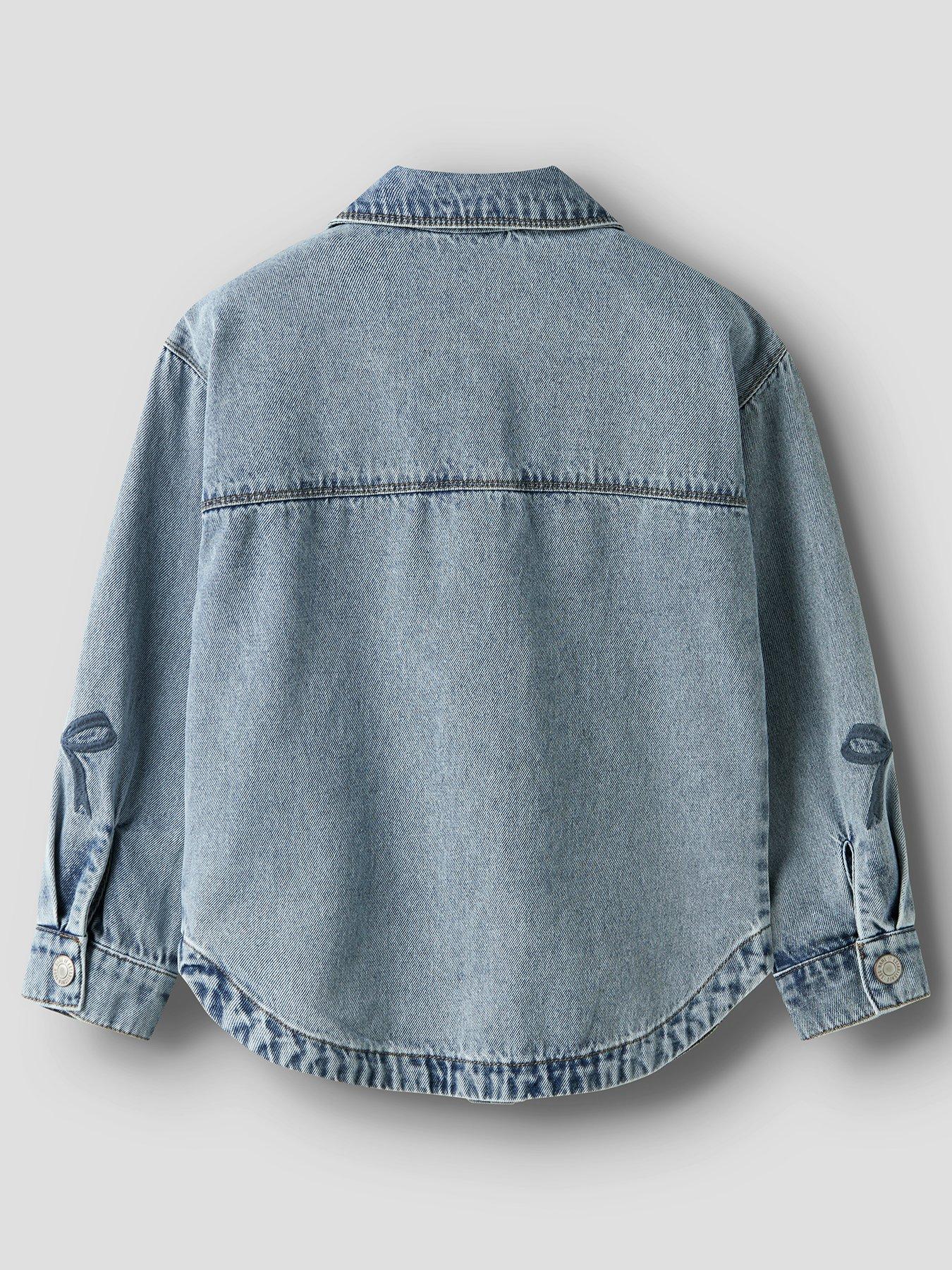 Image 3 of 5 of Name It Girls Bow Embroidered Denim Jacket - Blue