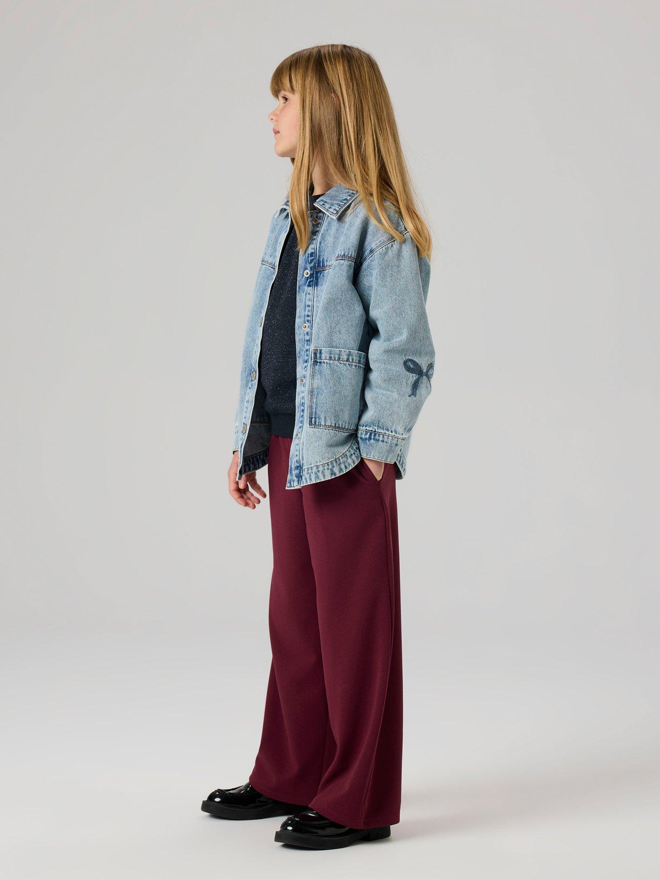 Image 5 of 5 of Name It Girls Bow Embroidered Denim Jacket - Blue