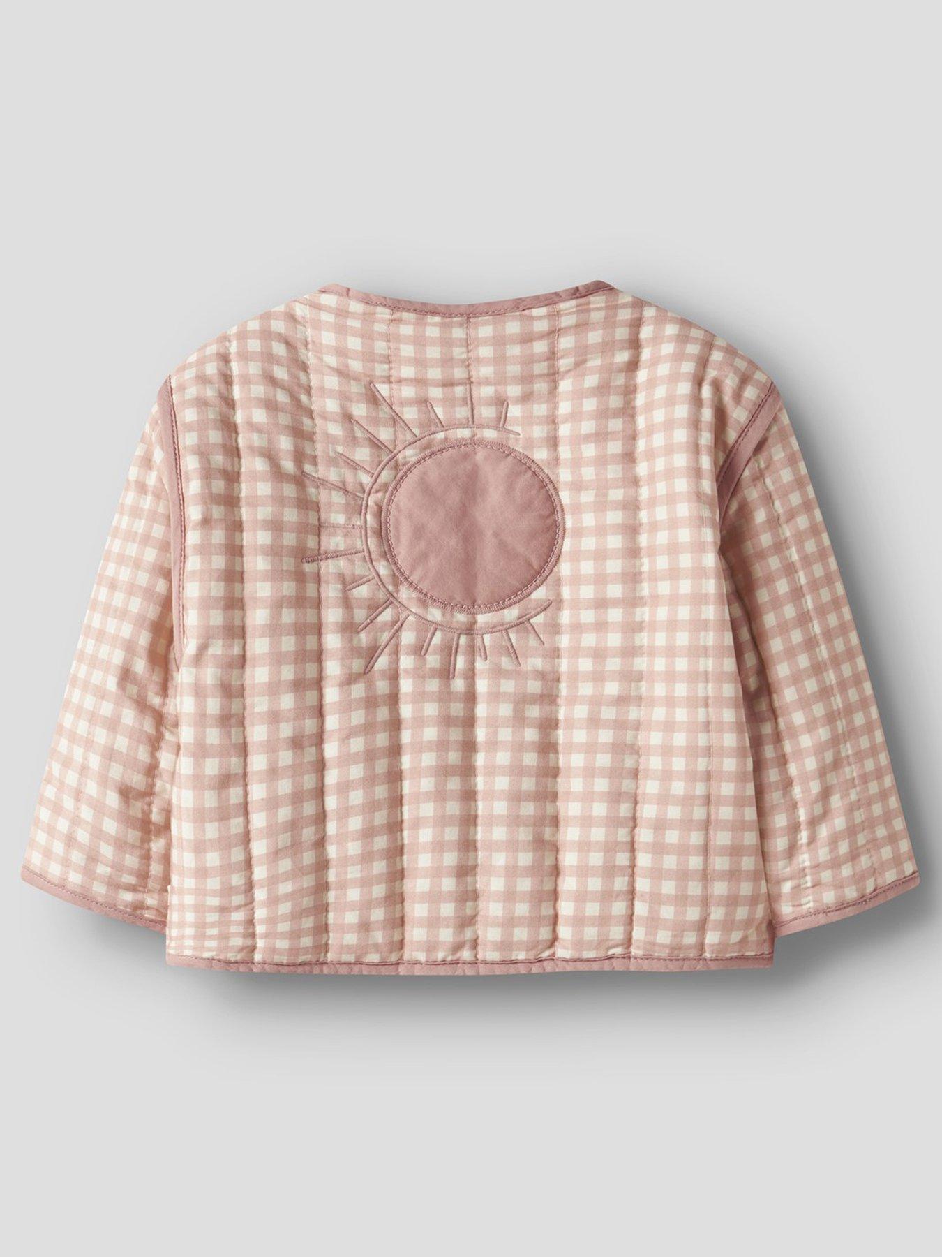 Image 2 of 3 of Lil Atelier Baby Girls Sibling Gingham Quilted Jacket - Pink