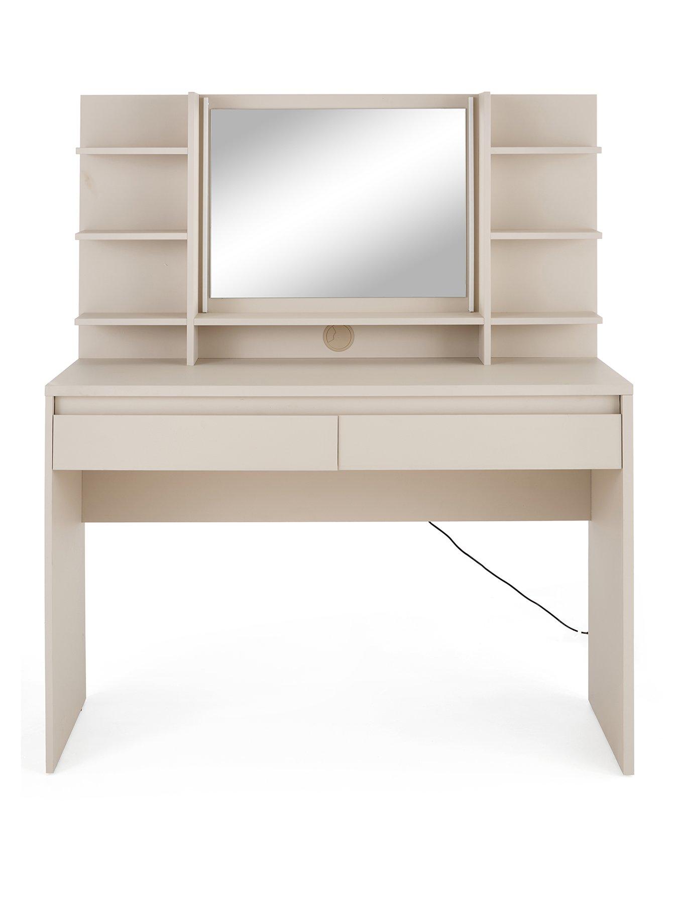 Image 2 of 7 of The Very Collection Lisson Lit Dressing Table with Mirror&nbsp;- Oatmeal - FSC&reg; Certified