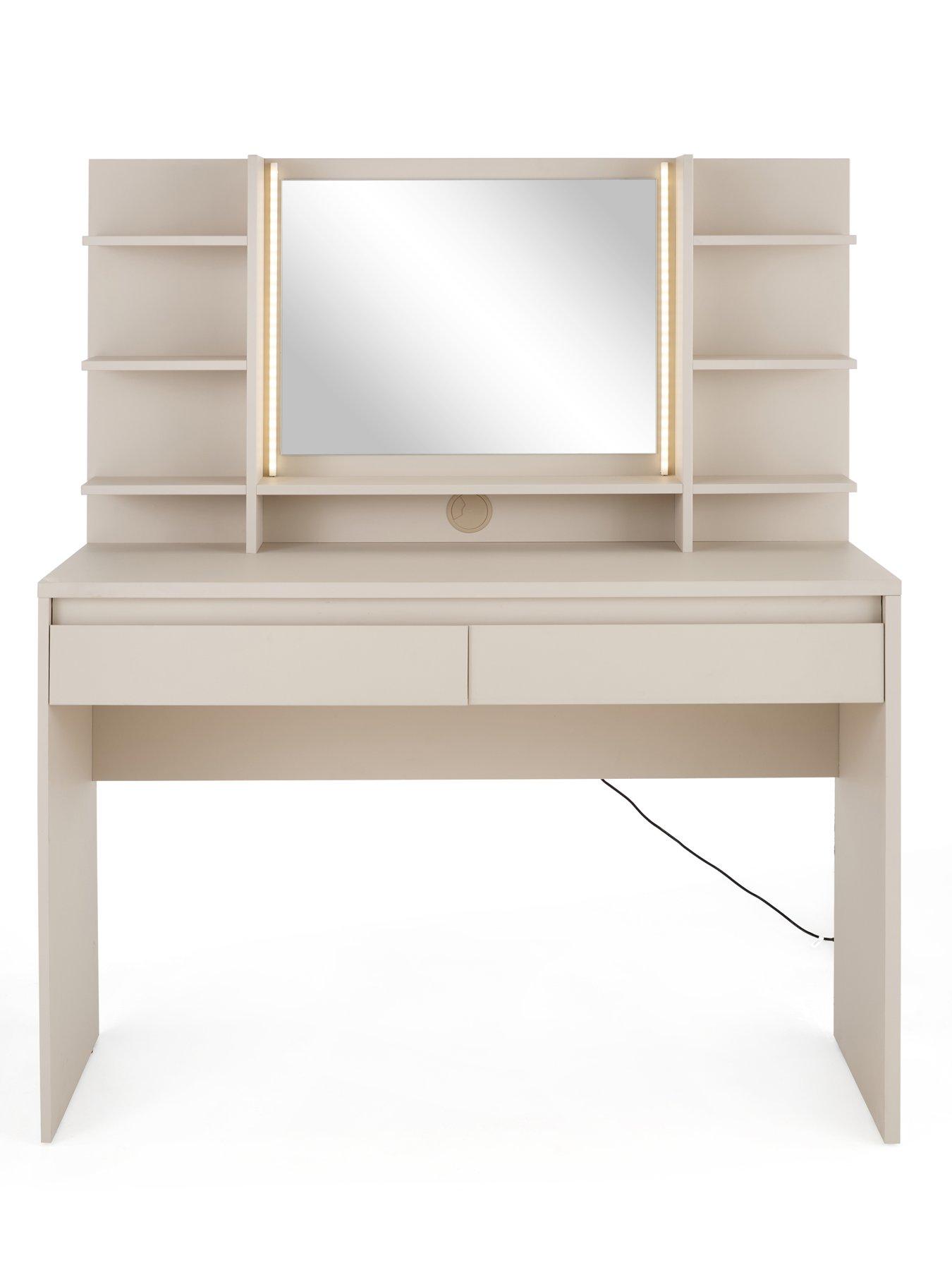 Image 3 of 7 of The Very Collection Lisson Lit Dressing Table with Mirror&nbsp;- Oatmeal - FSC&reg; Certified