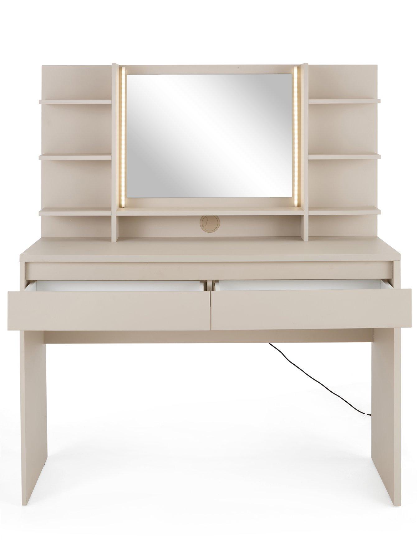 Image 4 of 7 of The Very Collection Lisson Lit Dressing Table with Mirror&nbsp;- Oatmeal - FSC&reg; Certified