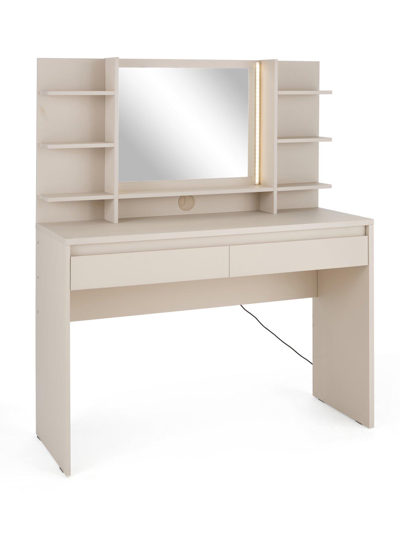 Image 5 of 7 of The Very Collection Lisson Lit Dressing Table with Mirror&nbsp;- Oatmeal - FSC&reg; Certified