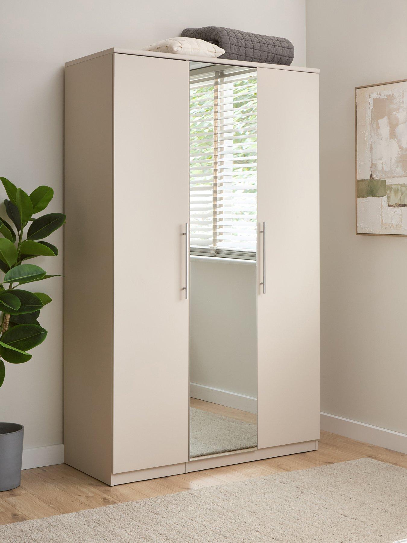 Very Home Prague 3 Door Mirrored Wardrobe - Oatmeal