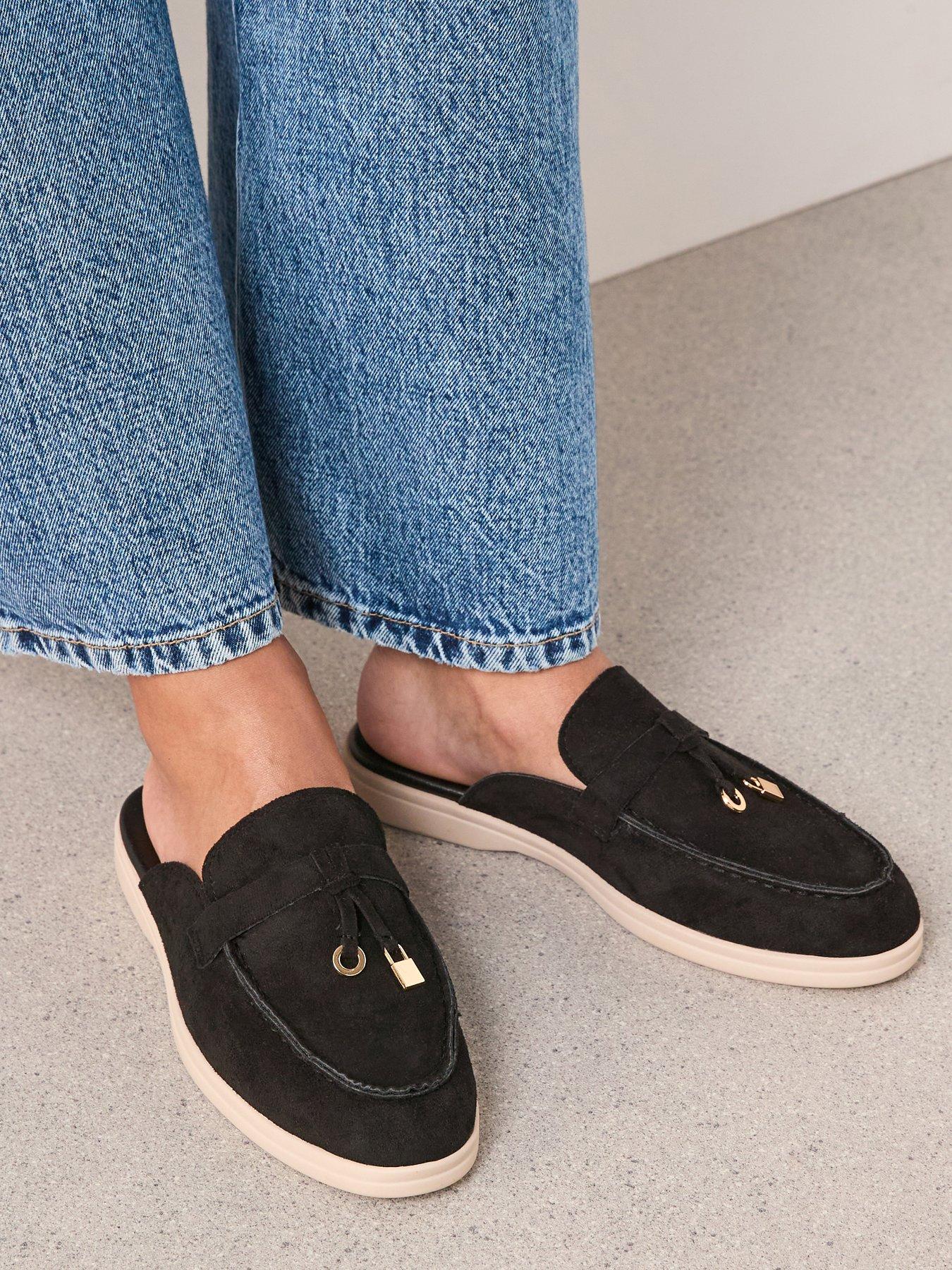 The Very Collection Faux Suede Mule Loafer - Black