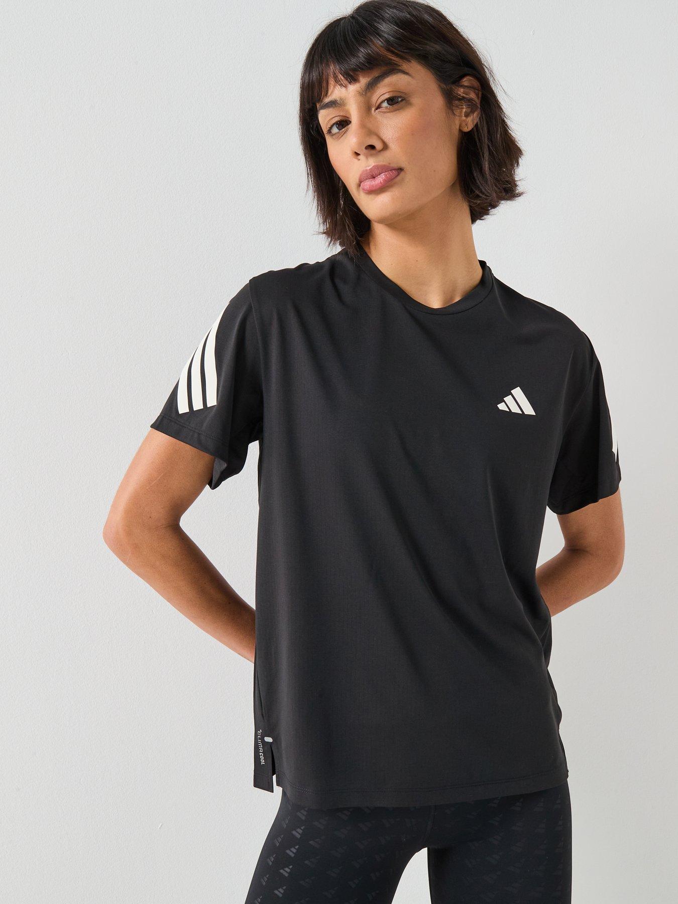 adidas Womens Running Adi365 Iconic Stripes T-Shirt - Black