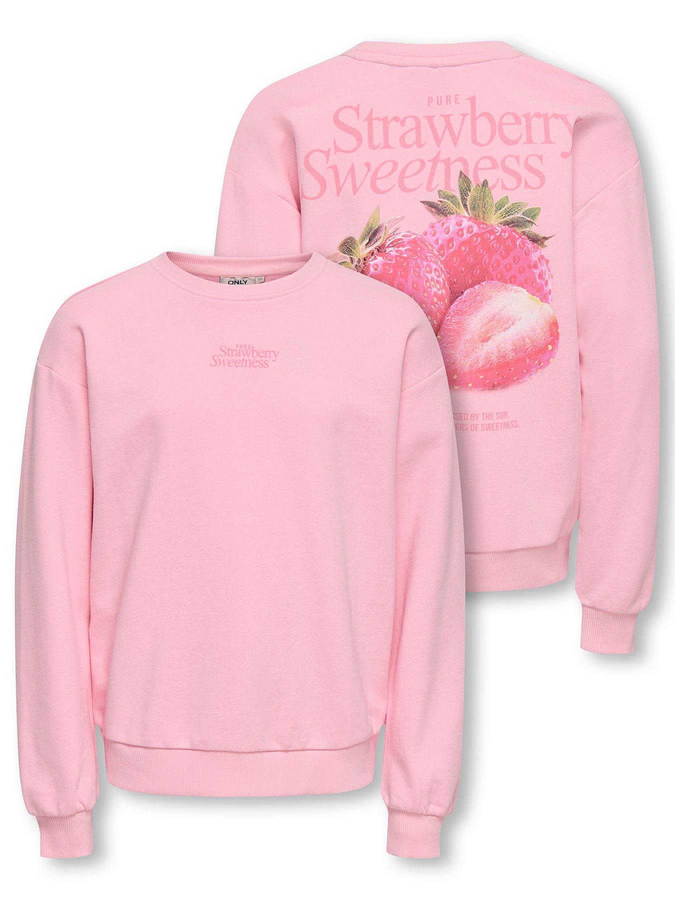 Only Kids Girls Strawberry Back Print Sweat - Light Pink