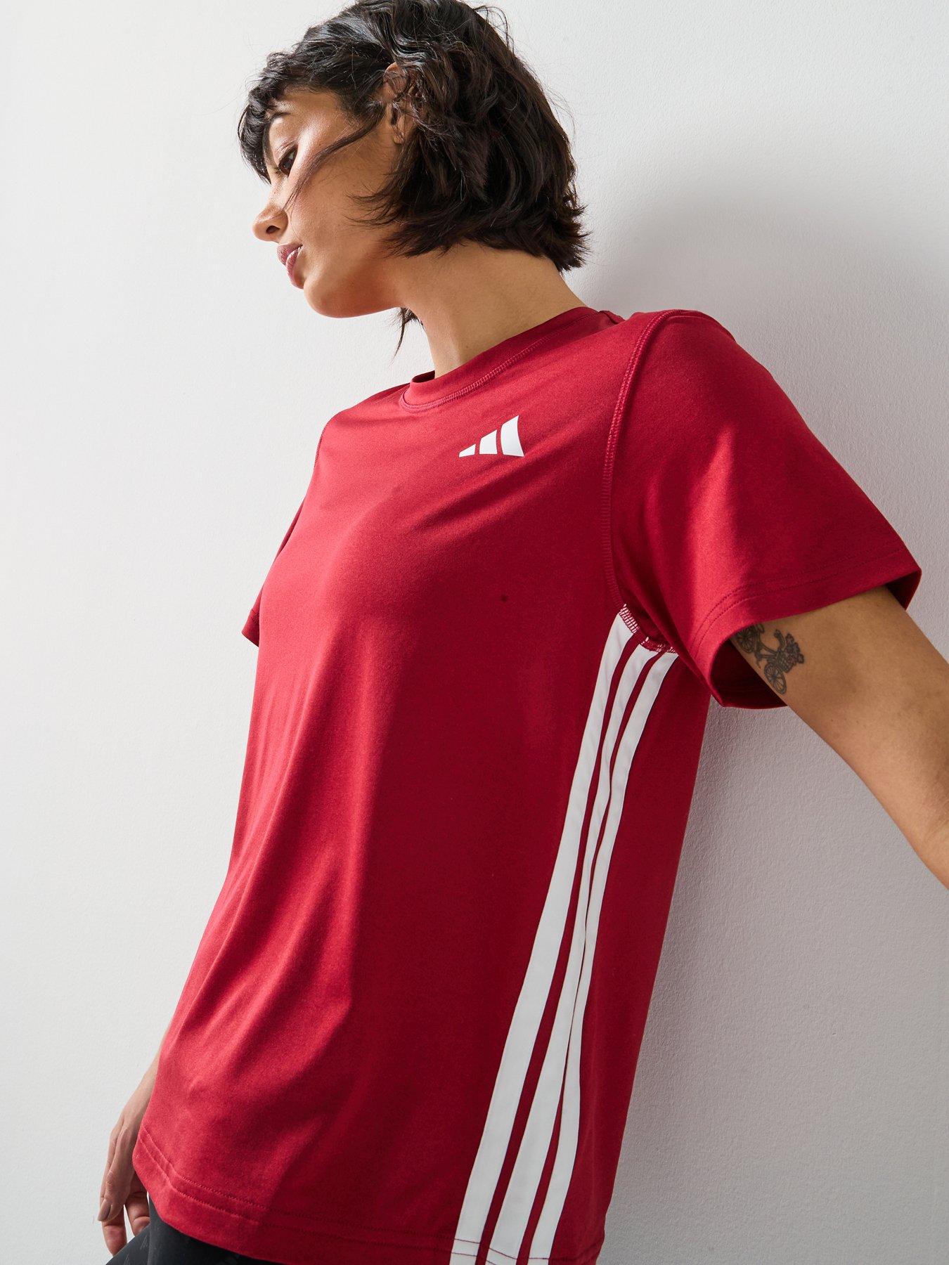 Image 4 of 5 of adidas Womens Training Workout Essentials T-Shirt - Red