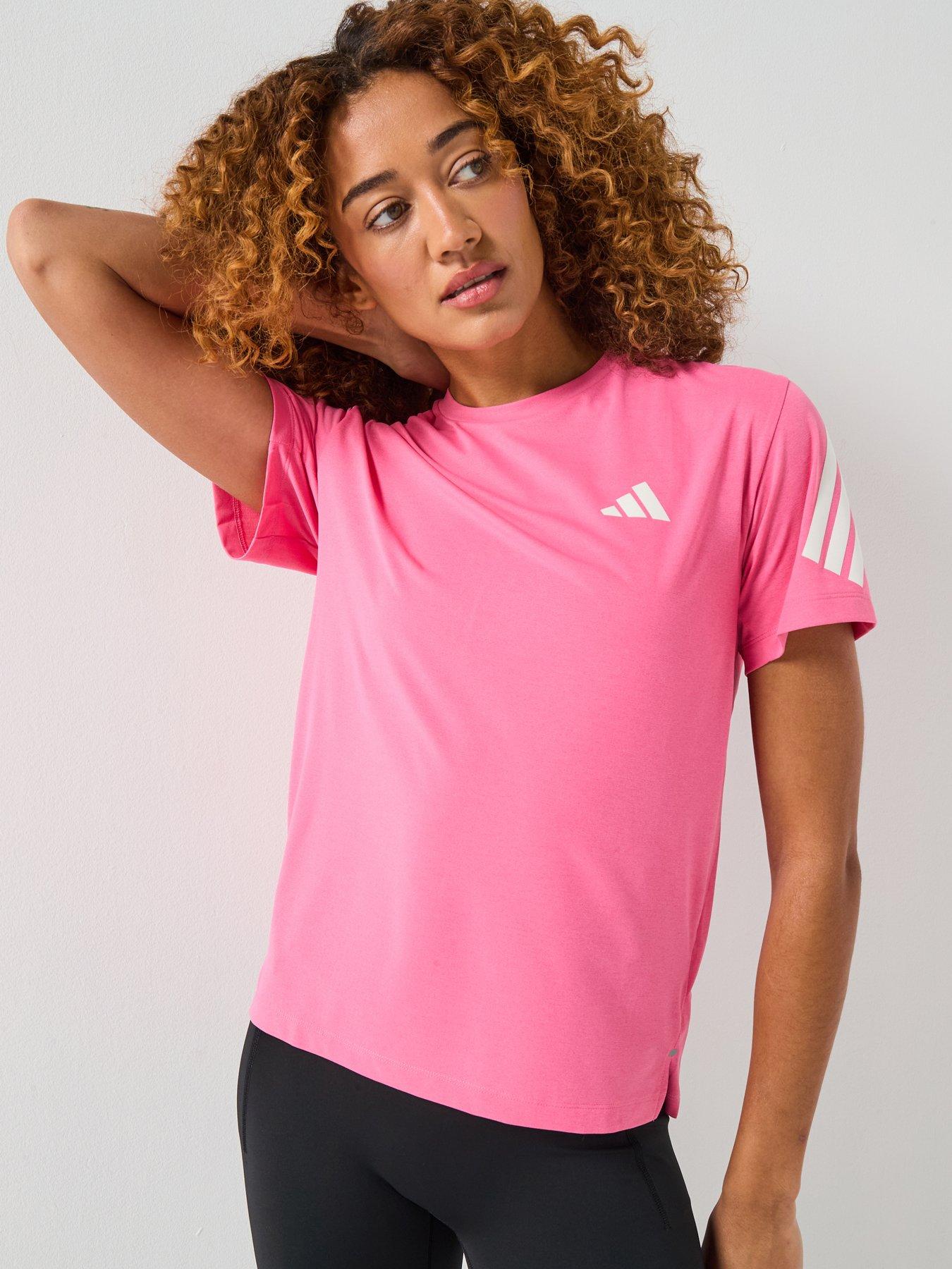 Image 1 of 5 of adidas Womens Running Adi365 Iconic Stripes T-shirt - Pink