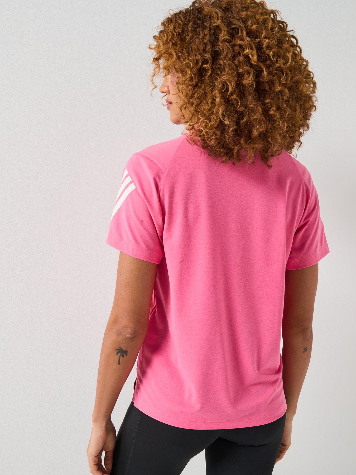 Image 2 of 5 of adidas Womens Running Adi365 Iconic Stripes T-shirt - Pink
