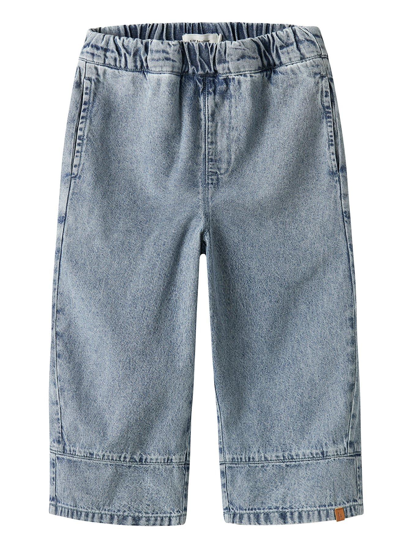 Image 2 of 6 of Lil Atelier Mini Girls Wide Leg Jeans - Blue