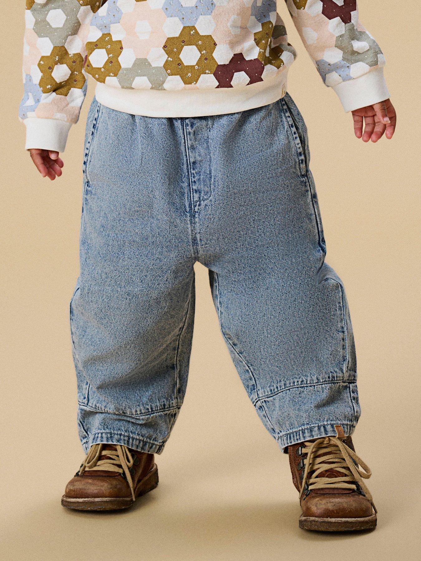 Image 4 of 6 of Lil Atelier Mini Girls Wide Leg Jeans - Blue