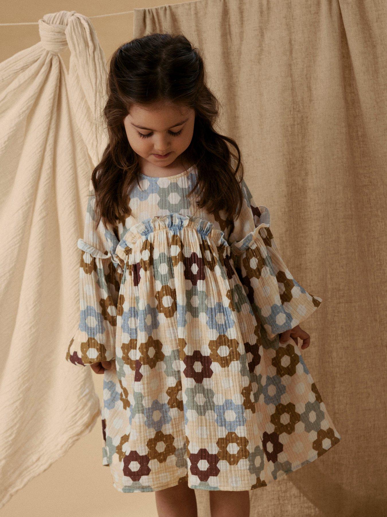 Lil Atelier Mini Girls Sibling Long Sleeve Floral Dress - Multi