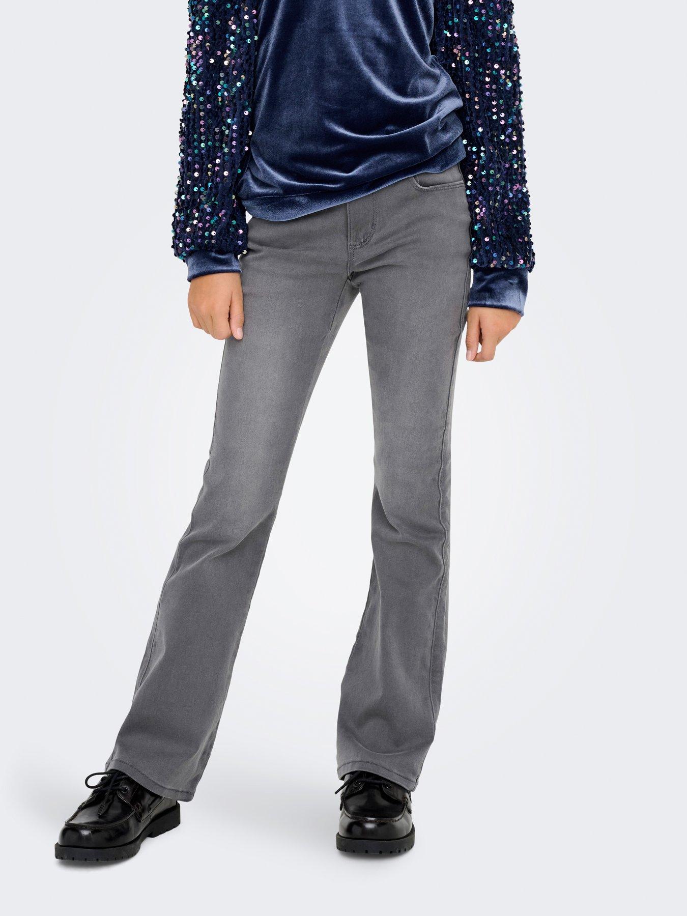 Only Kids Girls Royal Flare Jeans - Dark Grey