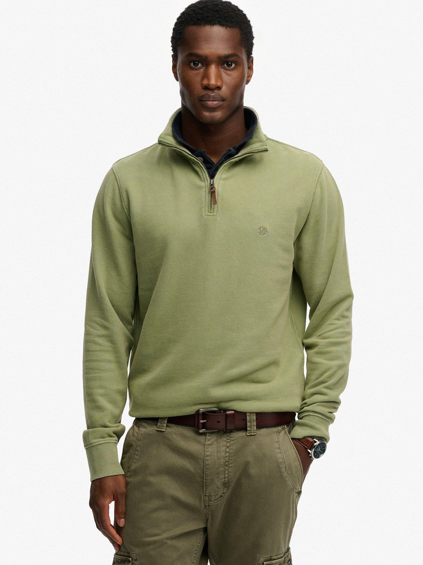 Superdry Classic Essential Henley 1/4 Zip Sweatshirt - Green