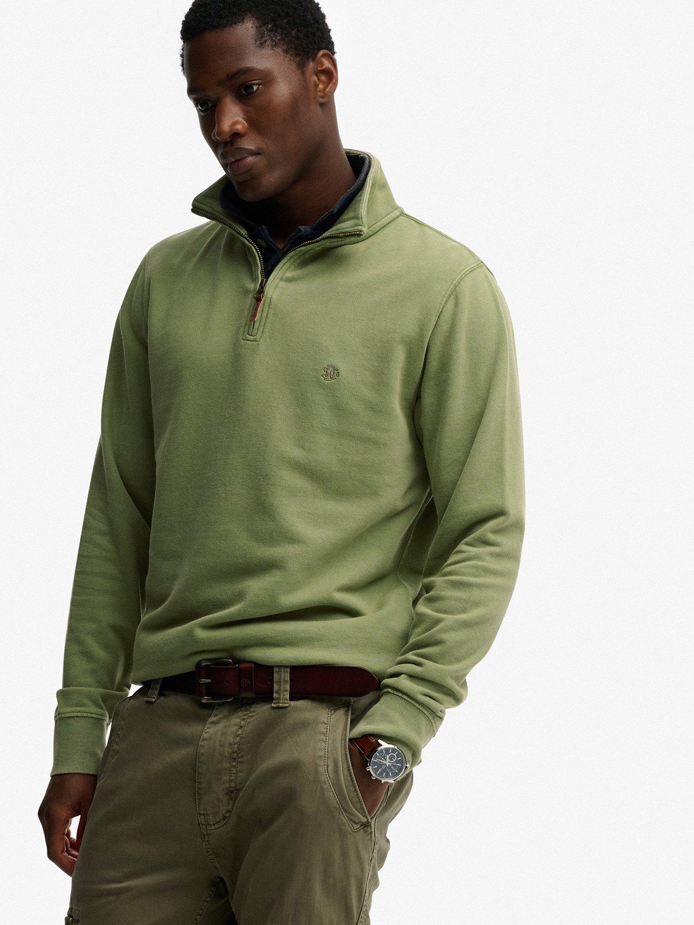 superdry-classic-essential-henley-14-zip-sweatshirt-greenoutfit