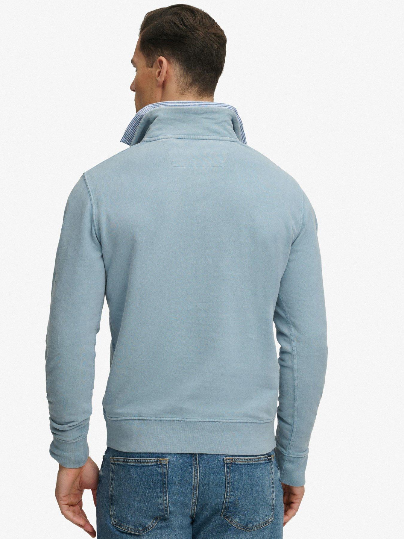 Image 2 of 5 of Superdry Classic Essential Henley 1/4 Zip Sweatshirt - Blue