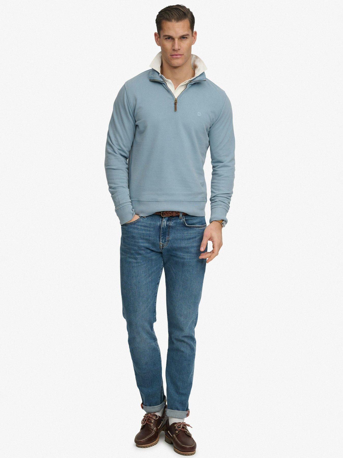 Image 3 of 5 of Superdry Classic Essential Henley 1/4 Zip Sweatshirt - Blue