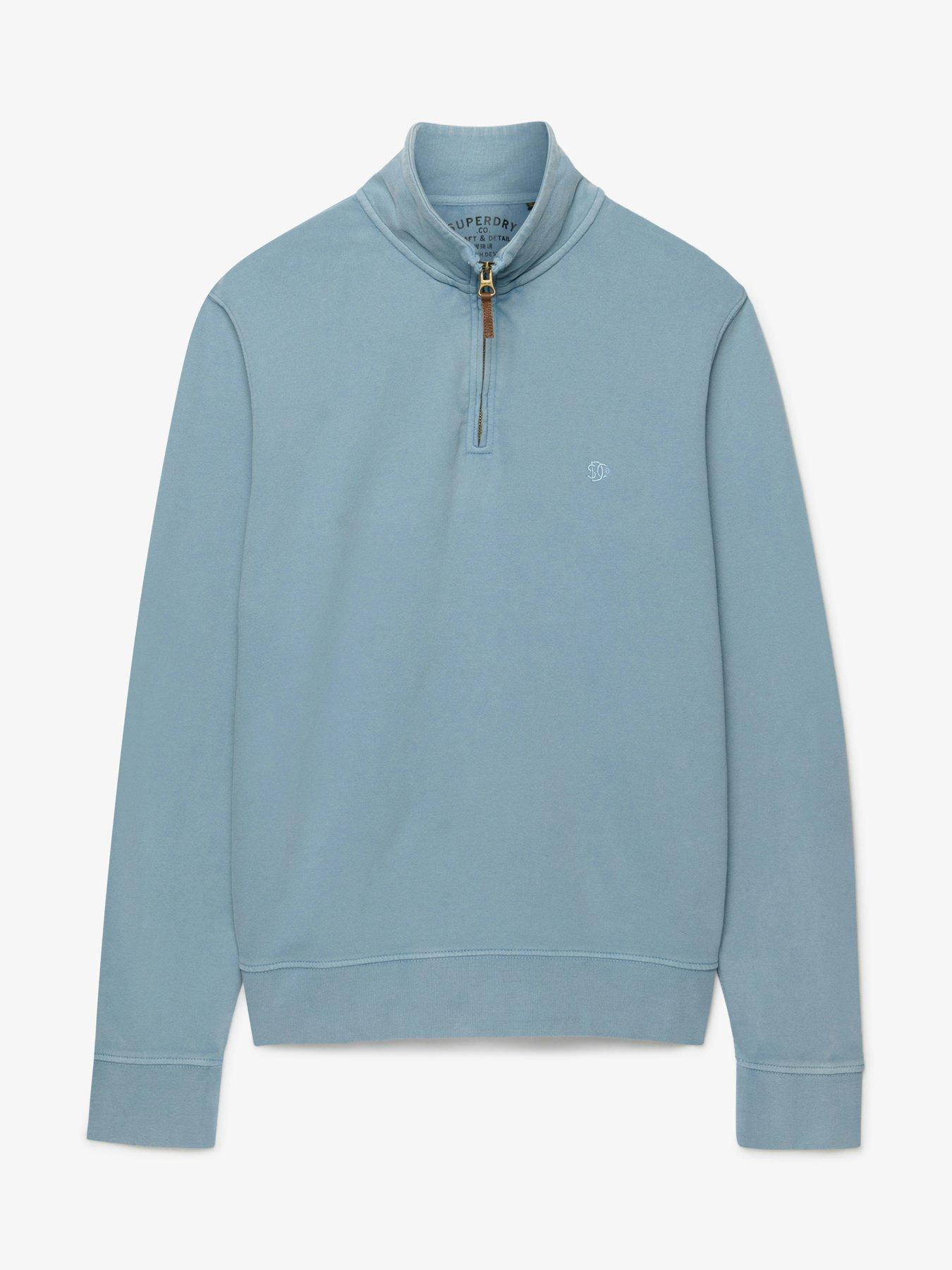 Image 5 of 5 of Superdry Classic Essential Henley 1/4 Zip Sweatshirt - Blue