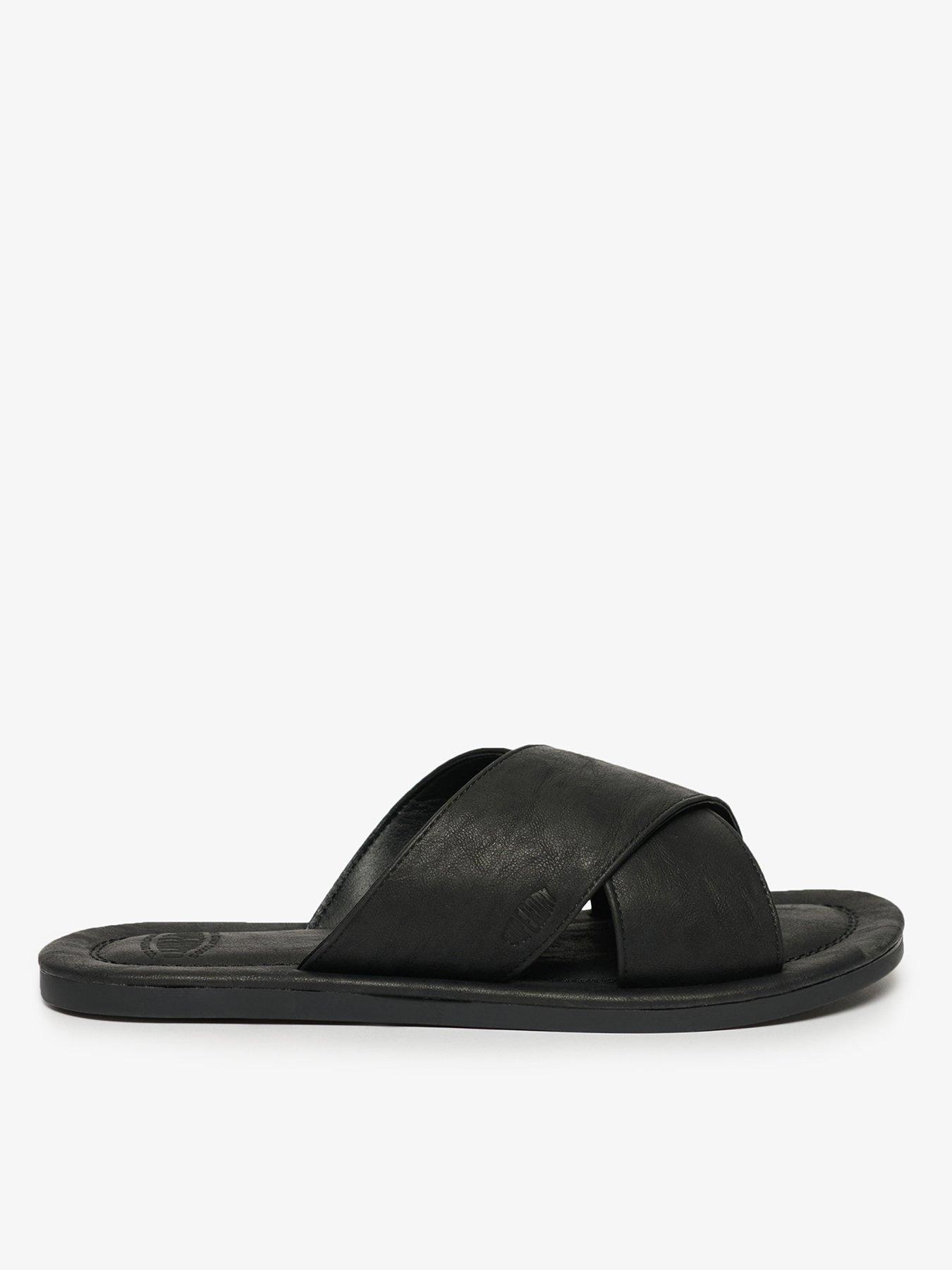 Image 1 of 1 of Superdry Superdry Vintage Cross Strap Slides - Black