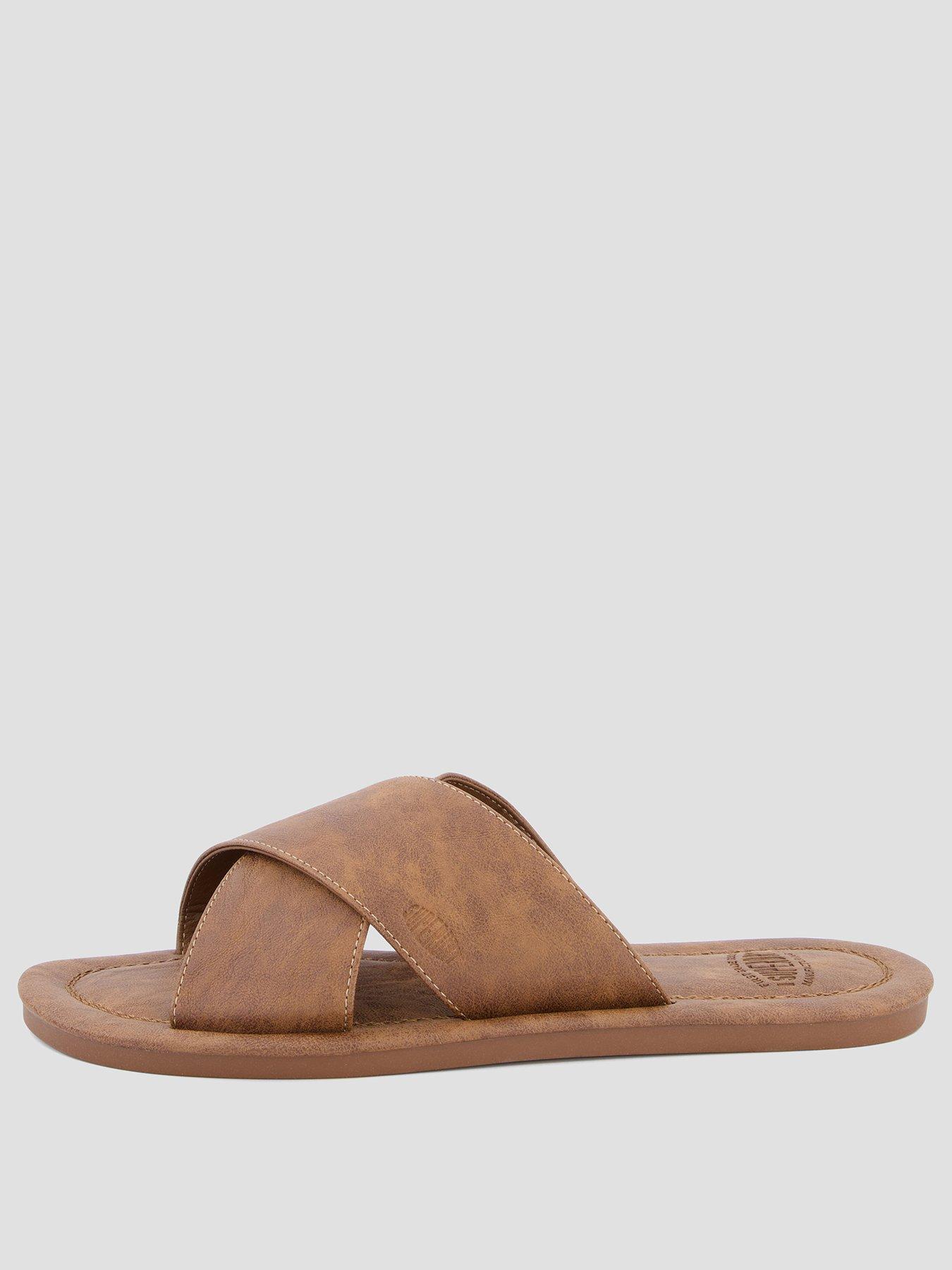 Image 2 of 7 of Superdry Vintage Cross Strap Slides - Brown