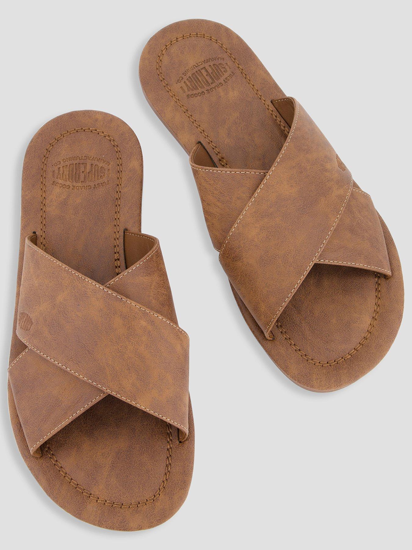 Image 3 of 7 of Superdry Vintage Cross Strap Slides - Brown
