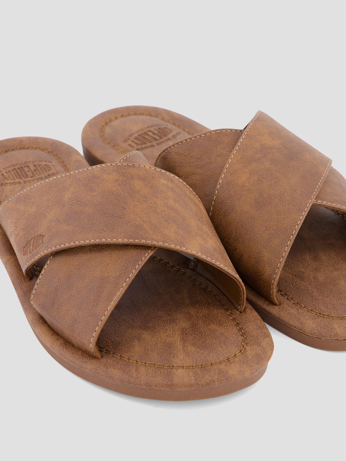 Image 5 of 7 of Superdry Vintage Cross Strap Slides - Brown