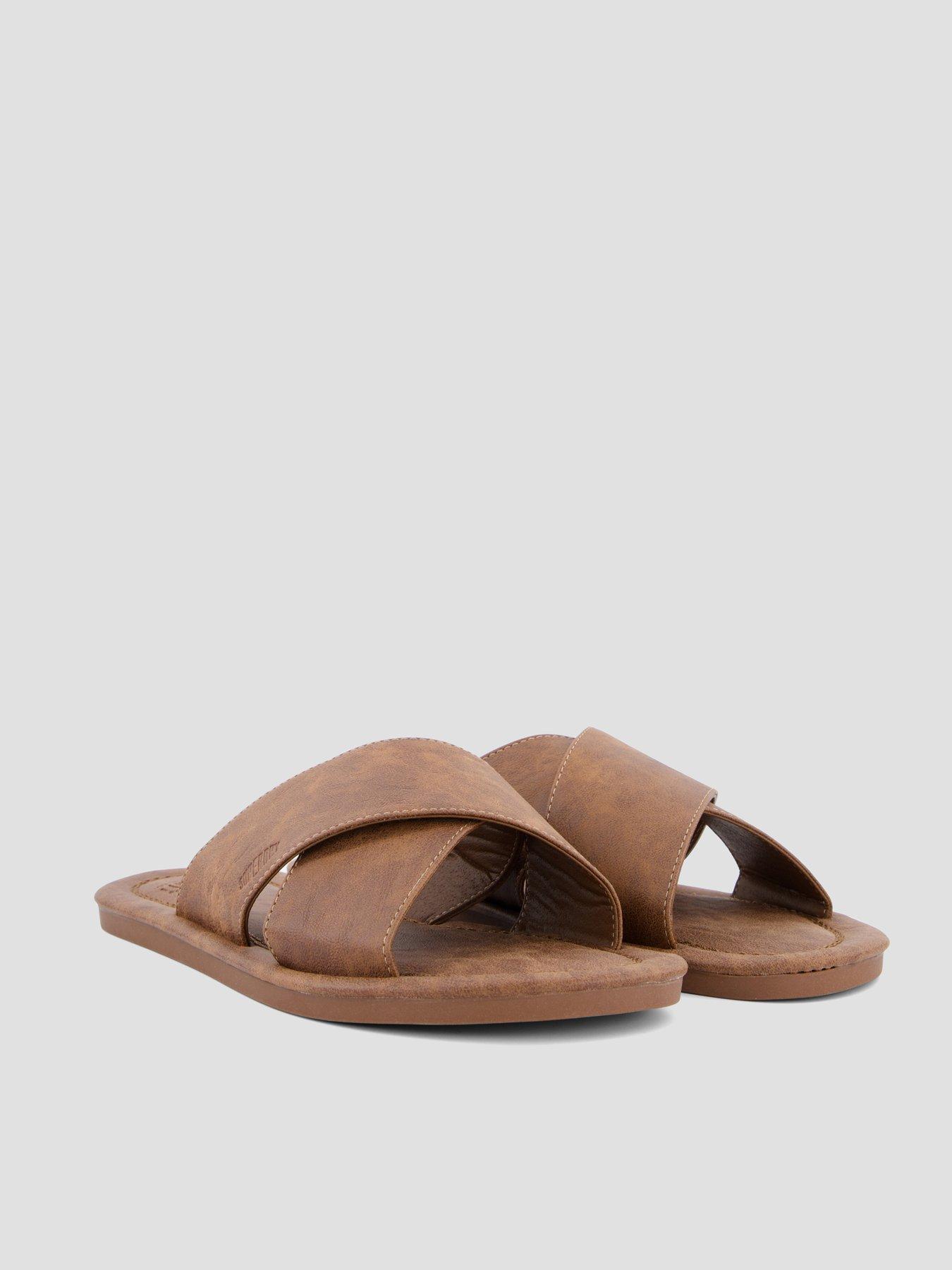 Image 6 of 7 of Superdry Vintage Cross Strap Slides - Brown