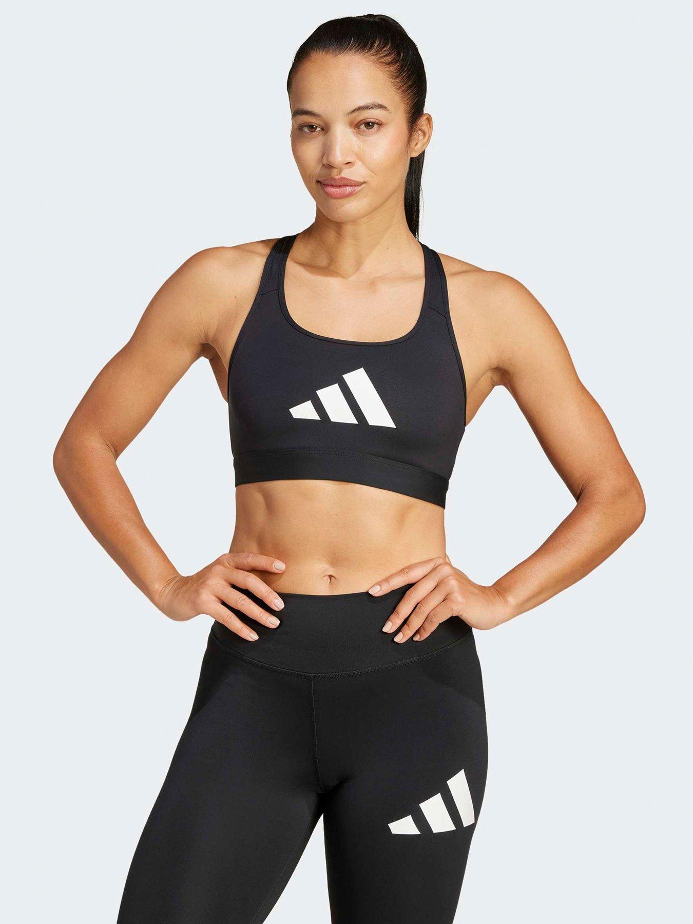 Image 1 of 6 of adidas Womens Training Workout Essentials Medium Support Bra - Black