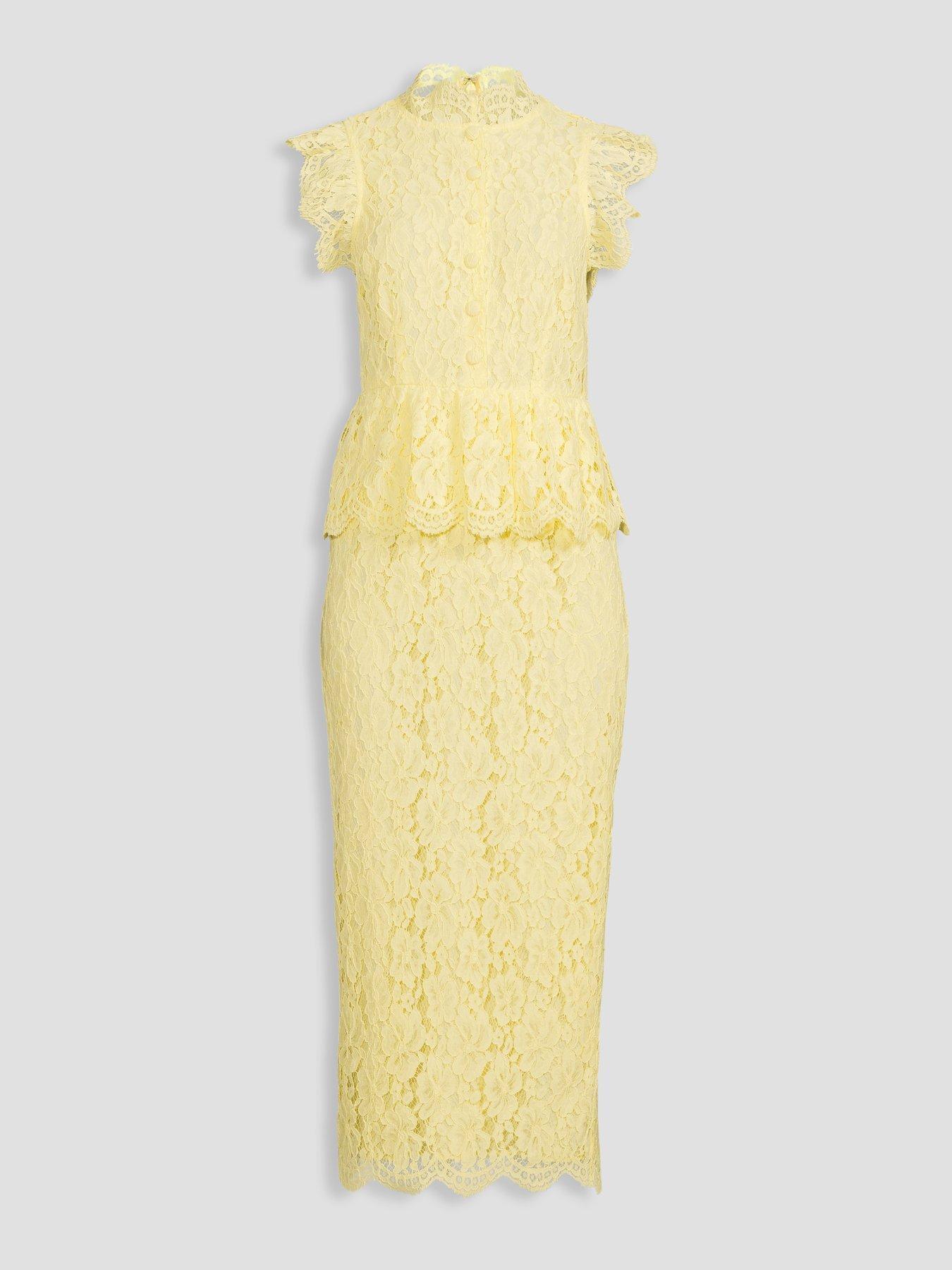 Image 7 of 7 of The Very Collection Lace Button Through Frill Dress - Yellow