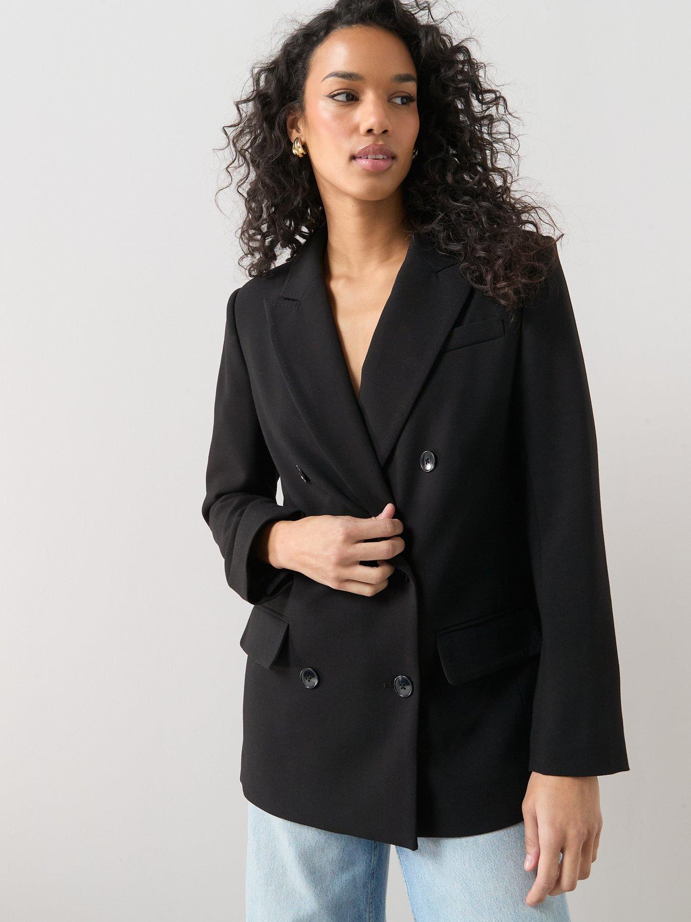 Image 1 of 6 of The Very Collection Structured Double Breasted Blazer - Black