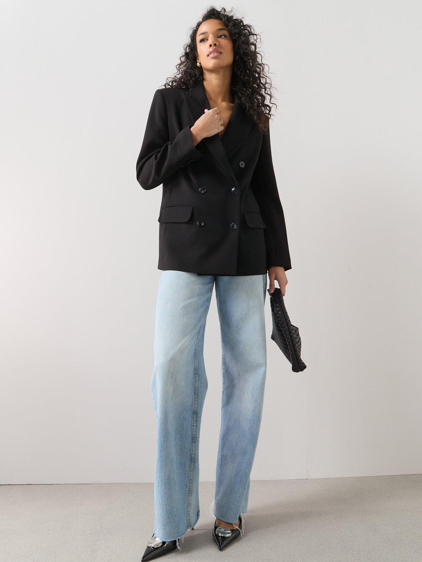 Image 3 of 6 of The Very Collection Structured Double Breasted Blazer - Black