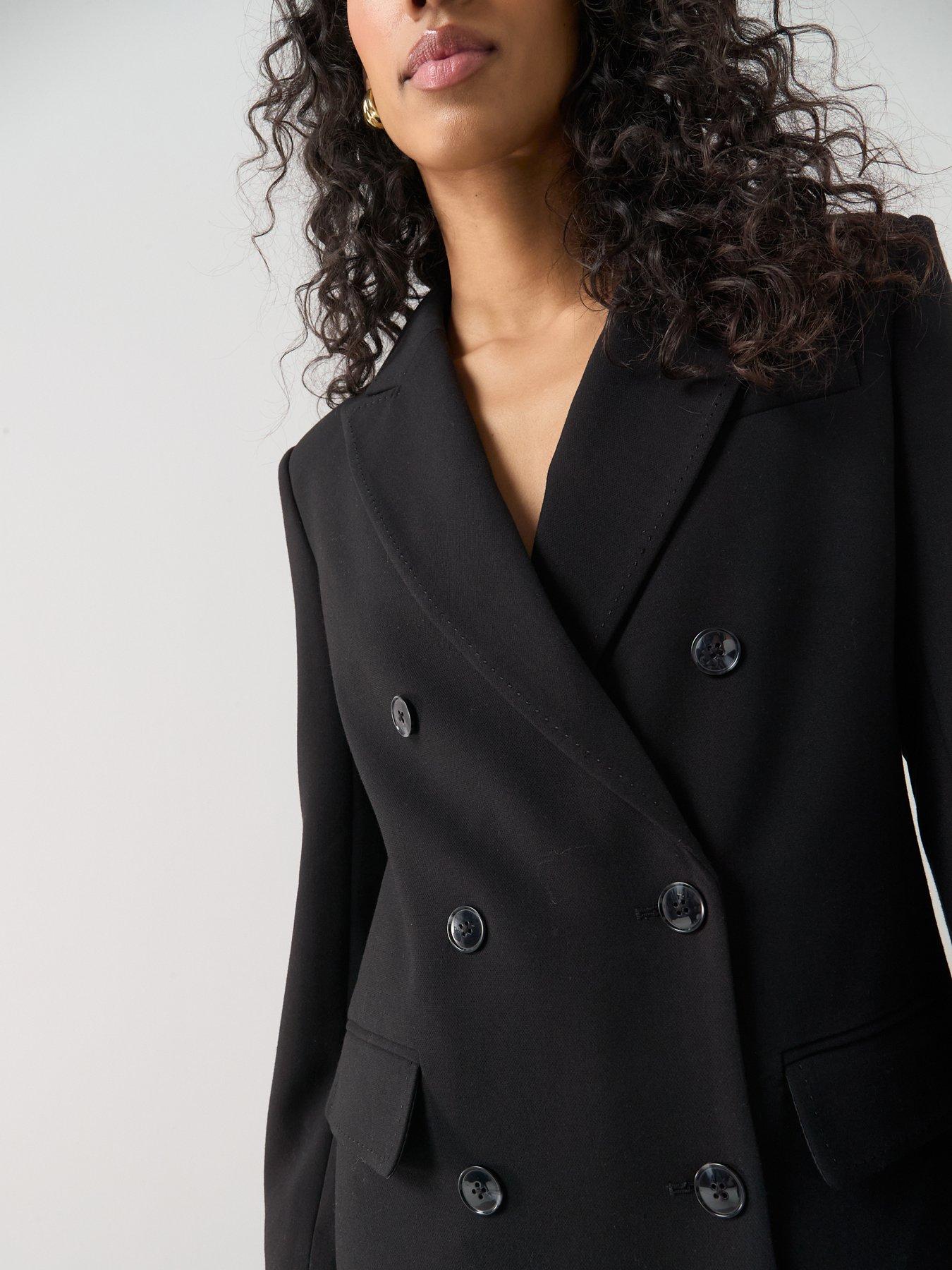 Image 4 of 6 of The Very Collection Structured Double Breasted Blazer - Black