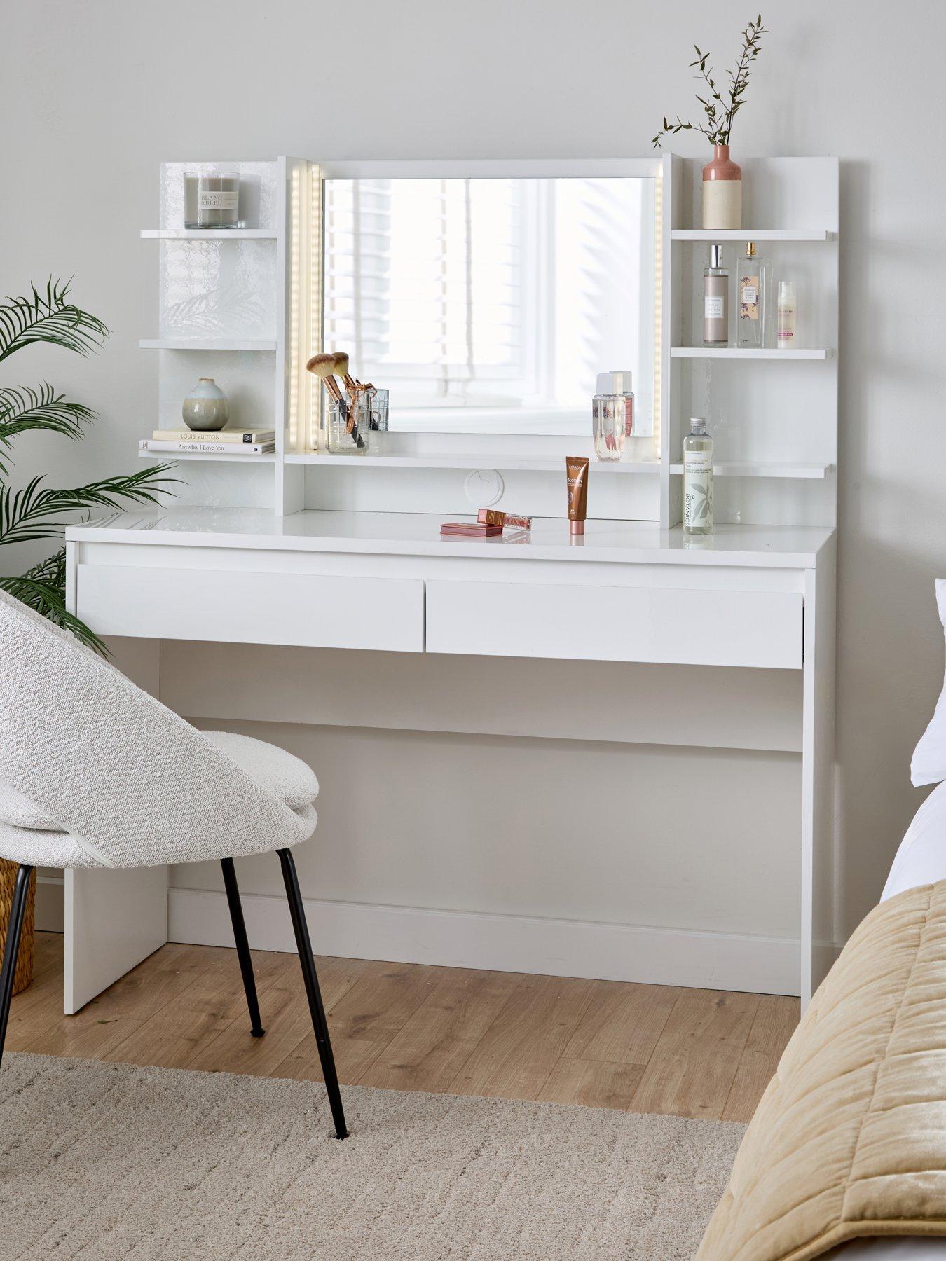 very-home-layton-gloss-lit-dressing-table-with-mirror-white