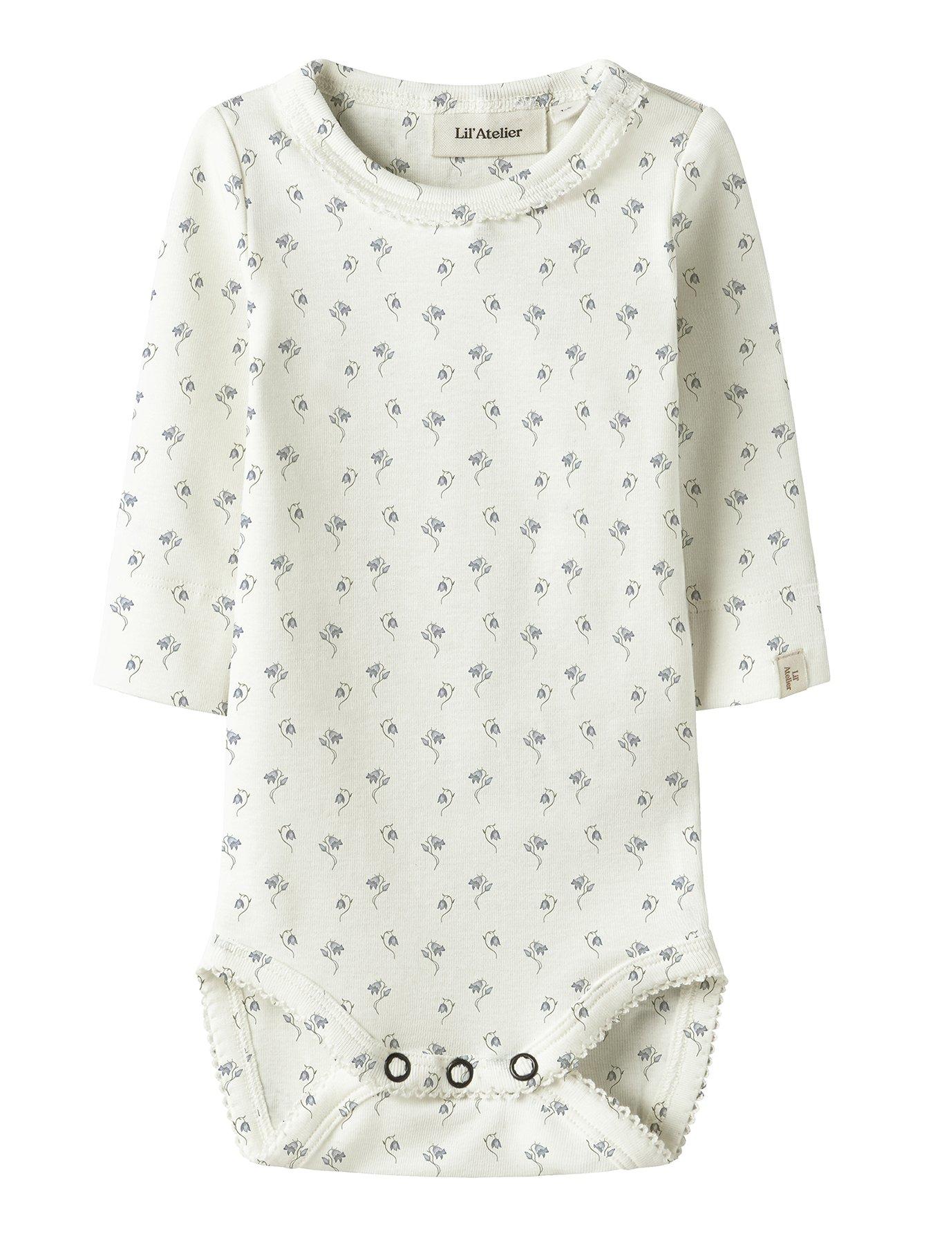 Image 1 of 3 of Lil Atelier Baby Girls Long Sleeve Floral Bodysuit - Light Cream