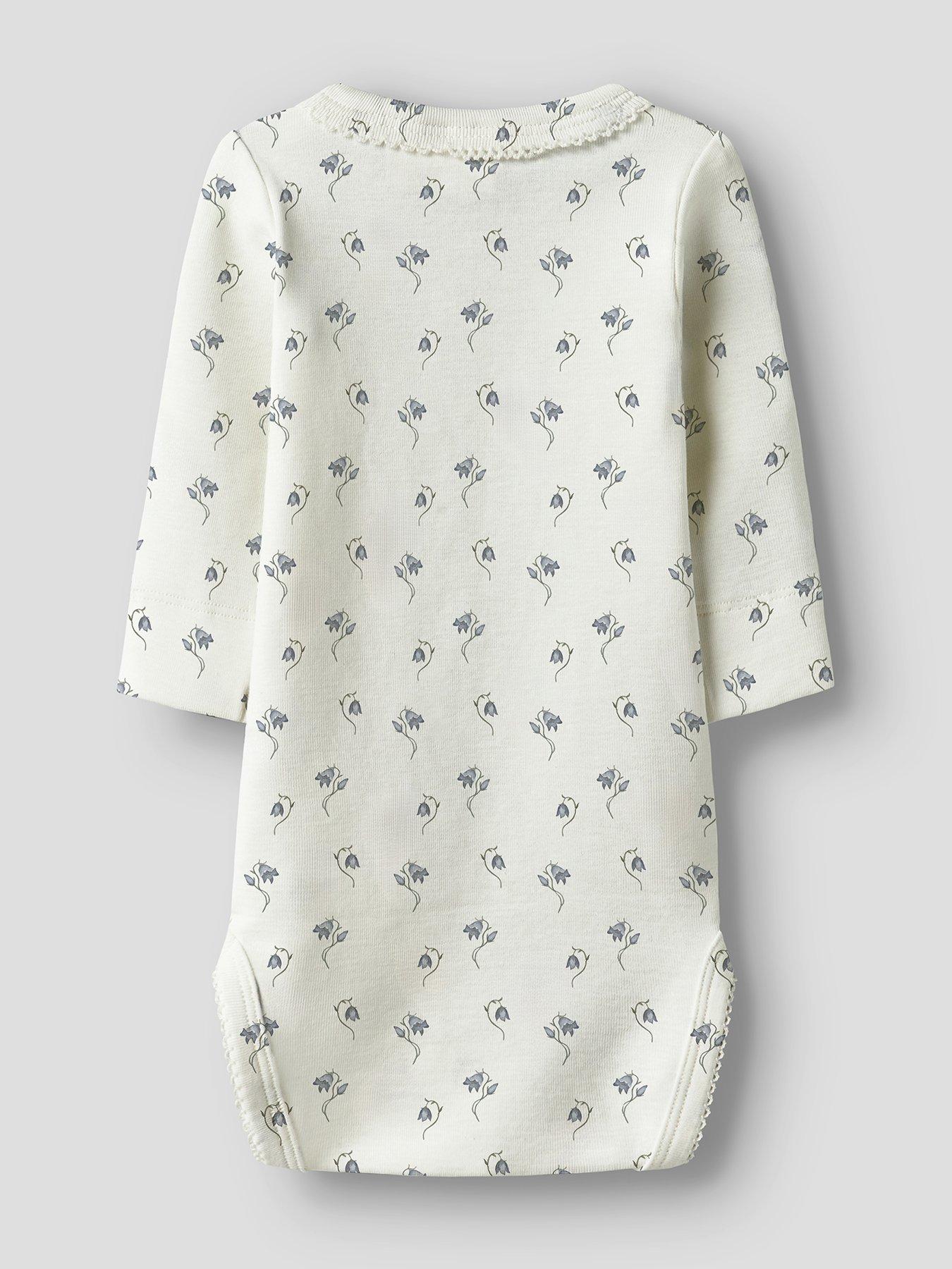 Image 2 of 3 of Lil Atelier Baby Girls Long Sleeve Floral Bodysuit - Light Cream