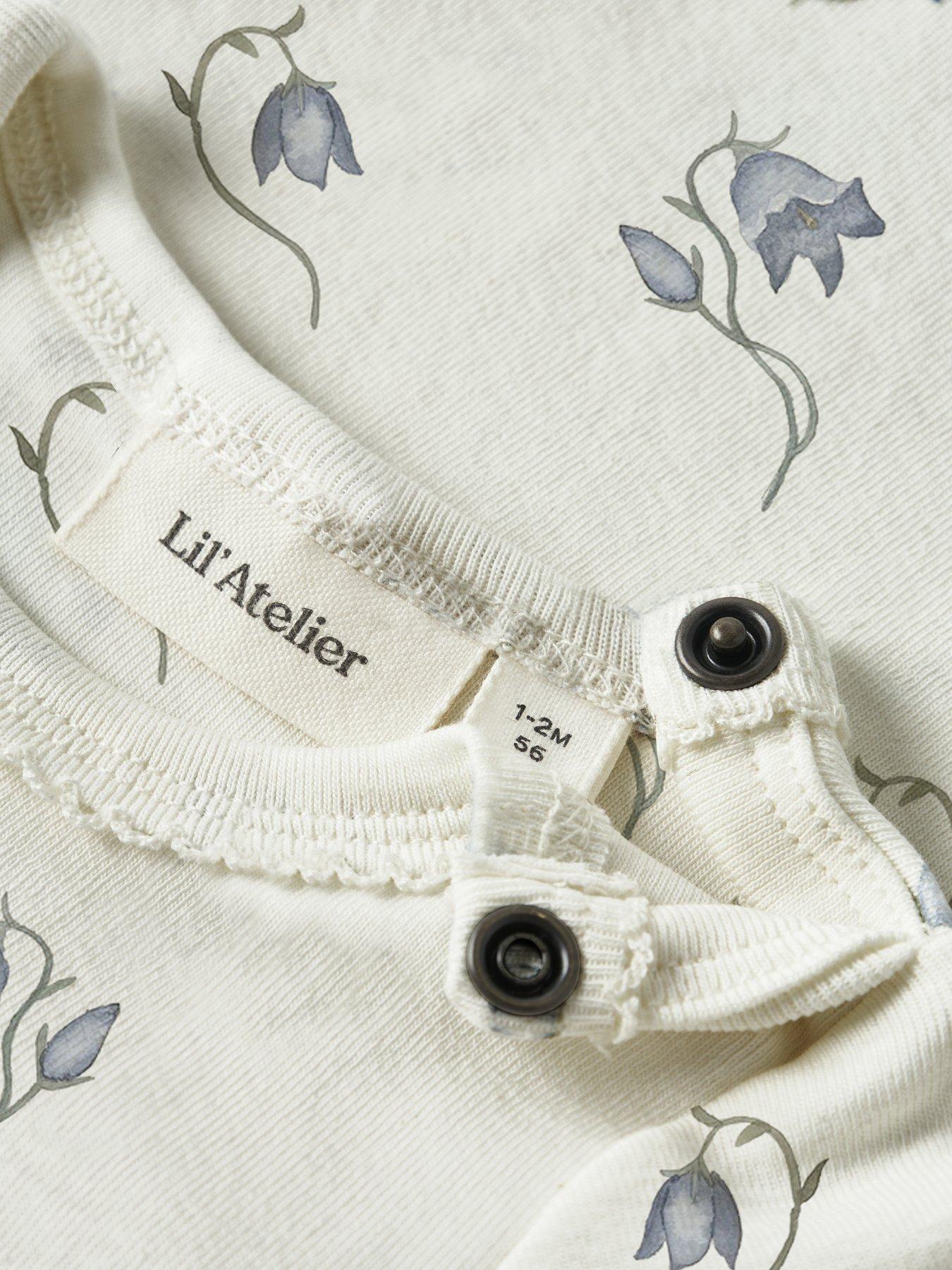 Image 3 of 3 of Lil Atelier Baby Girls Long Sleeve Floral Bodysuit - Light Cream