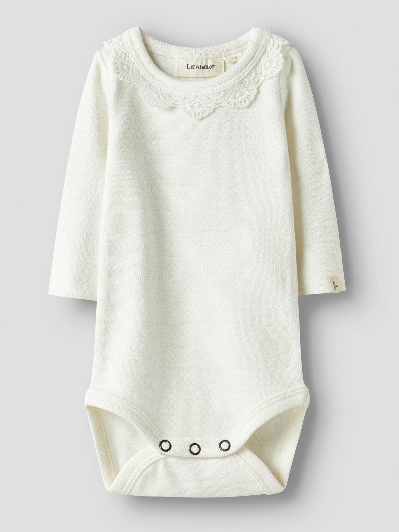 Image 1 of 3 of Lil Atelier Baby Girls Long Sleeve Bodysuit - Light Cream