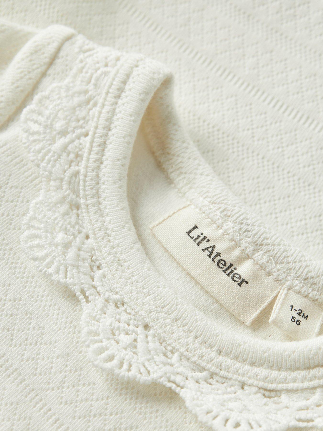 Image 3 of 3 of Lil Atelier Baby Girls Long Sleeve Bodysuit - Light Cream