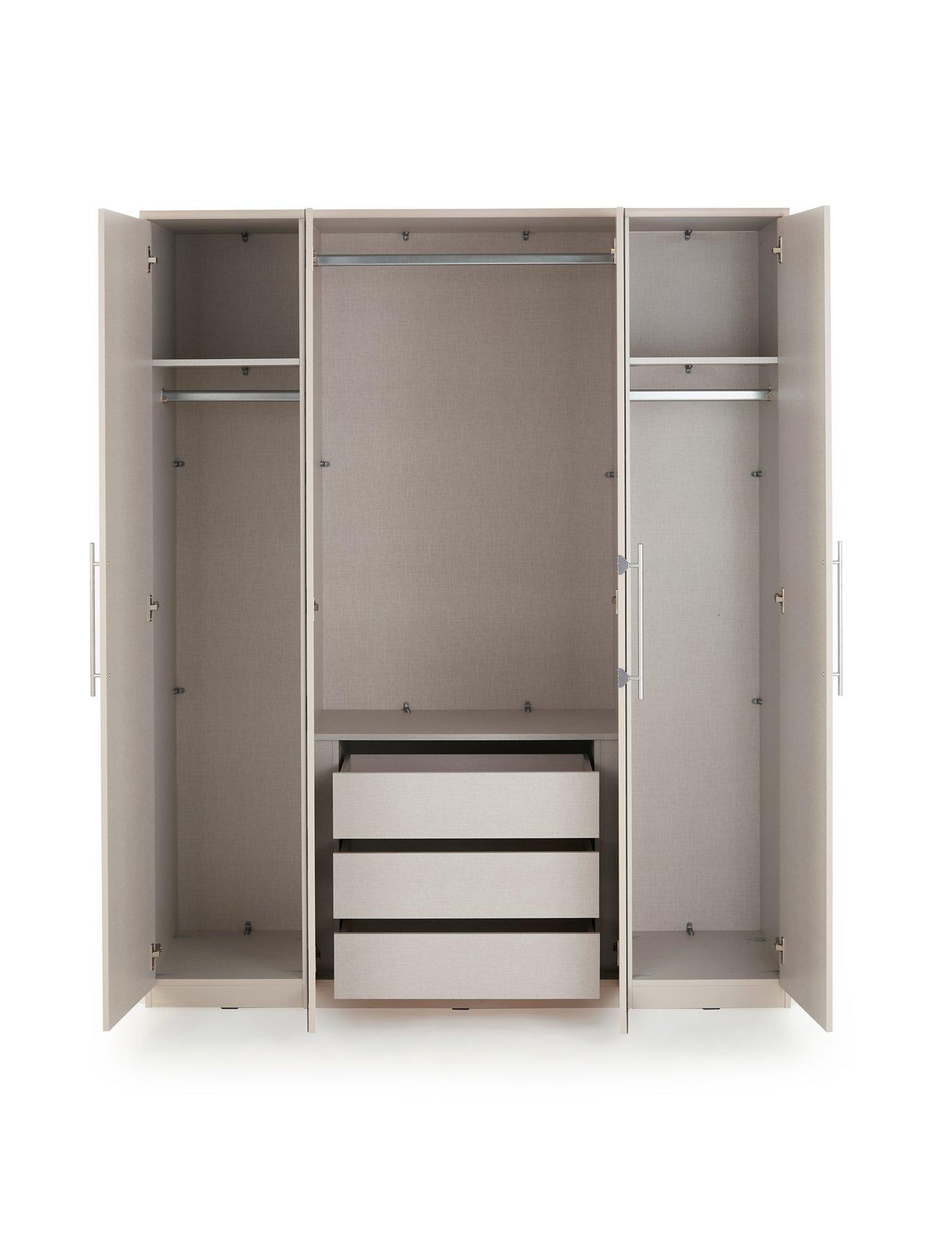 Image 4 of 7 of Very Home Prague 4 Door Wardrobe With Mirror